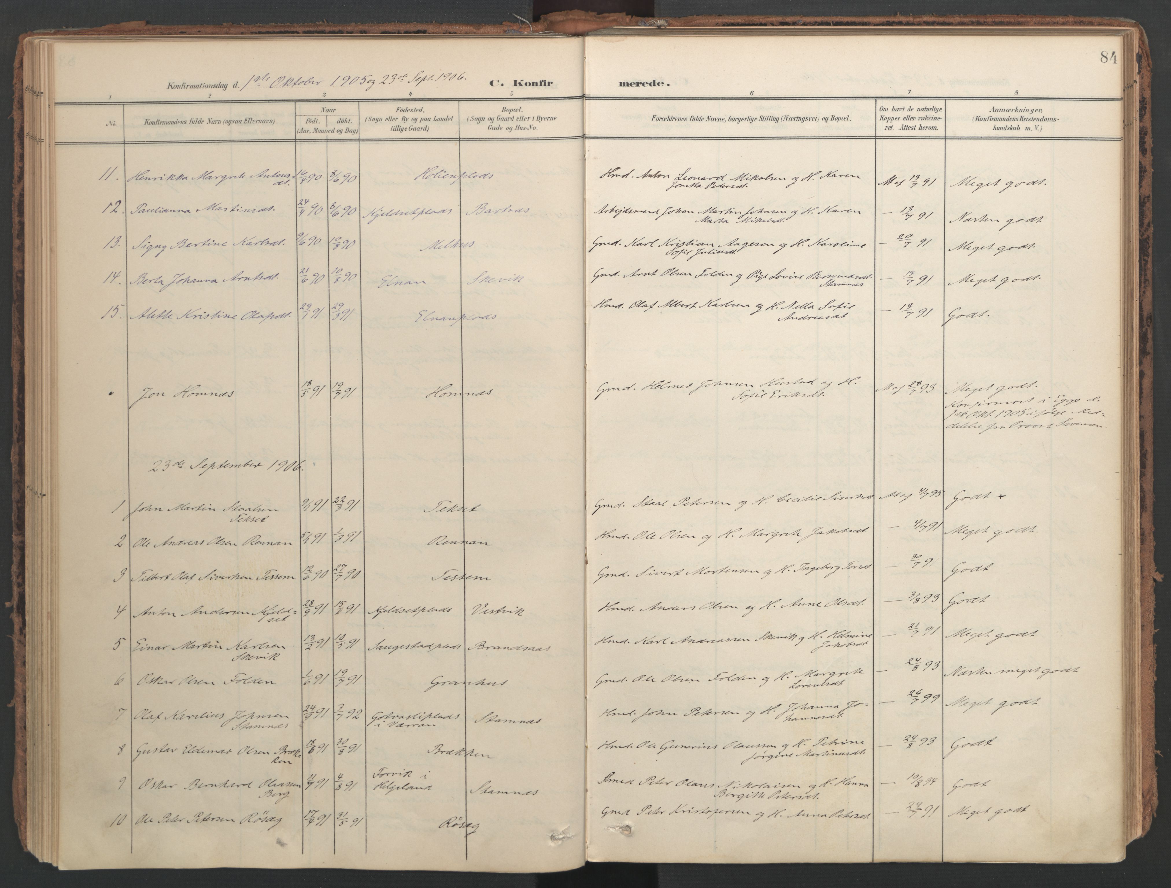 Ministerialprotokoller, klokkerbøker og fødselsregistre - Nord-Trøndelag, SAT/A-1458/741/L0397: Parish register (official) no. 741A11, 1901-1911, p. 84