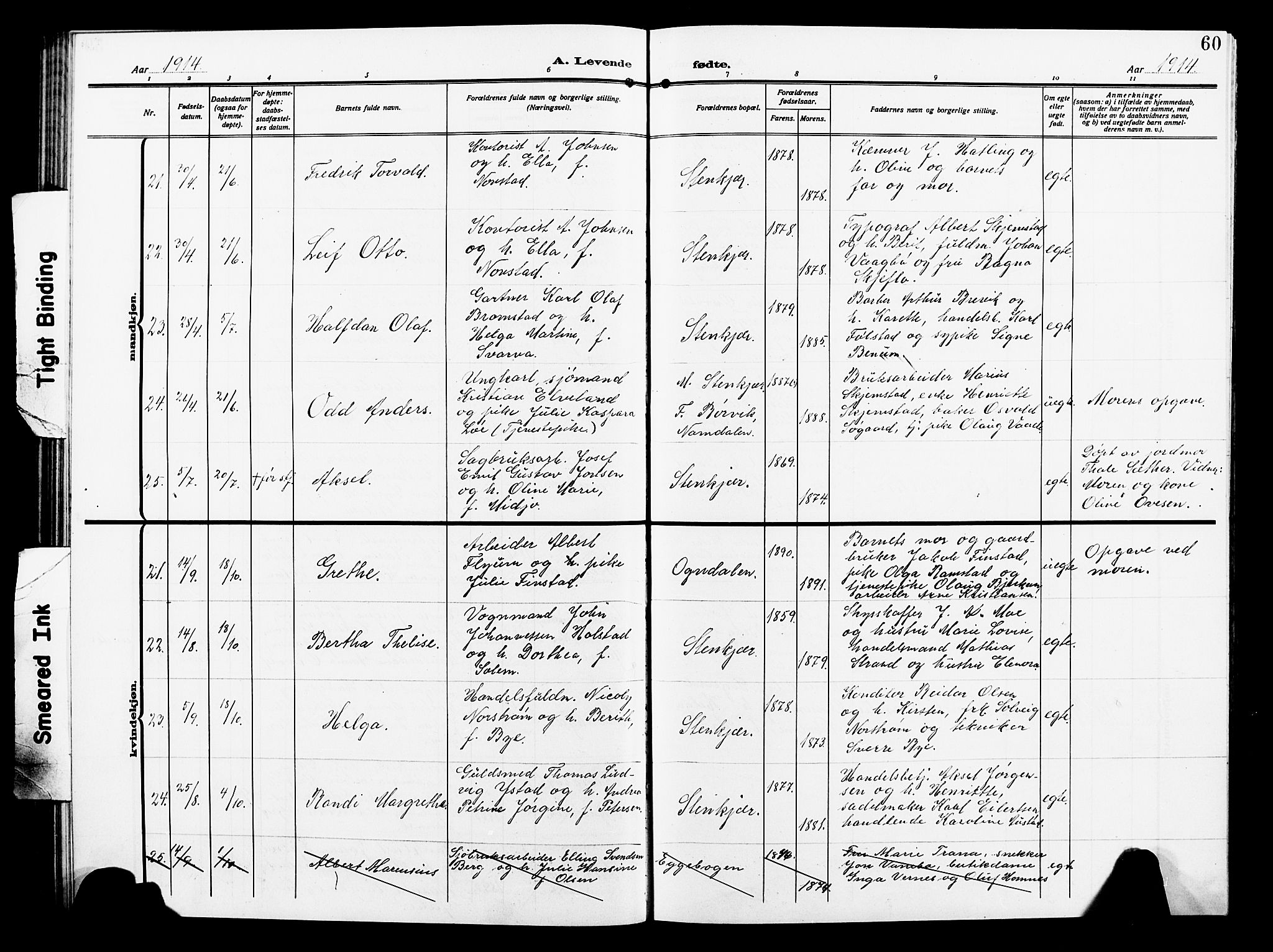 Ministerialprotokoller, klokkerbøker og fødselsregistre - Nord-Trøndelag, AV/SAT-A-1458/739/L0376: Parish register (copy) no. 739C04, 1908-1917, p. 60