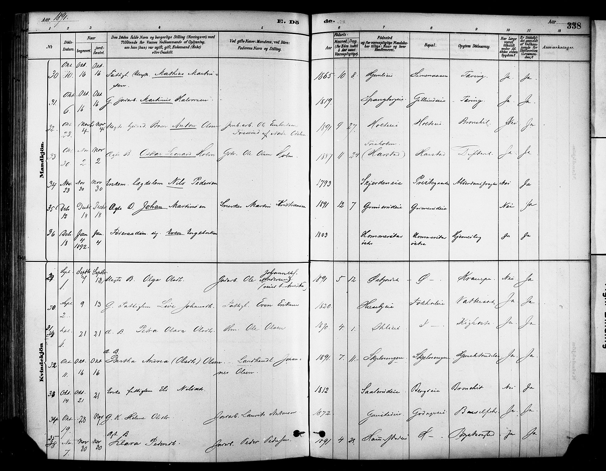 Stange prestekontor, AV/SAH-PREST-002/K/L0017: Parish register (official) no. 17, 1880-1893, p. 338