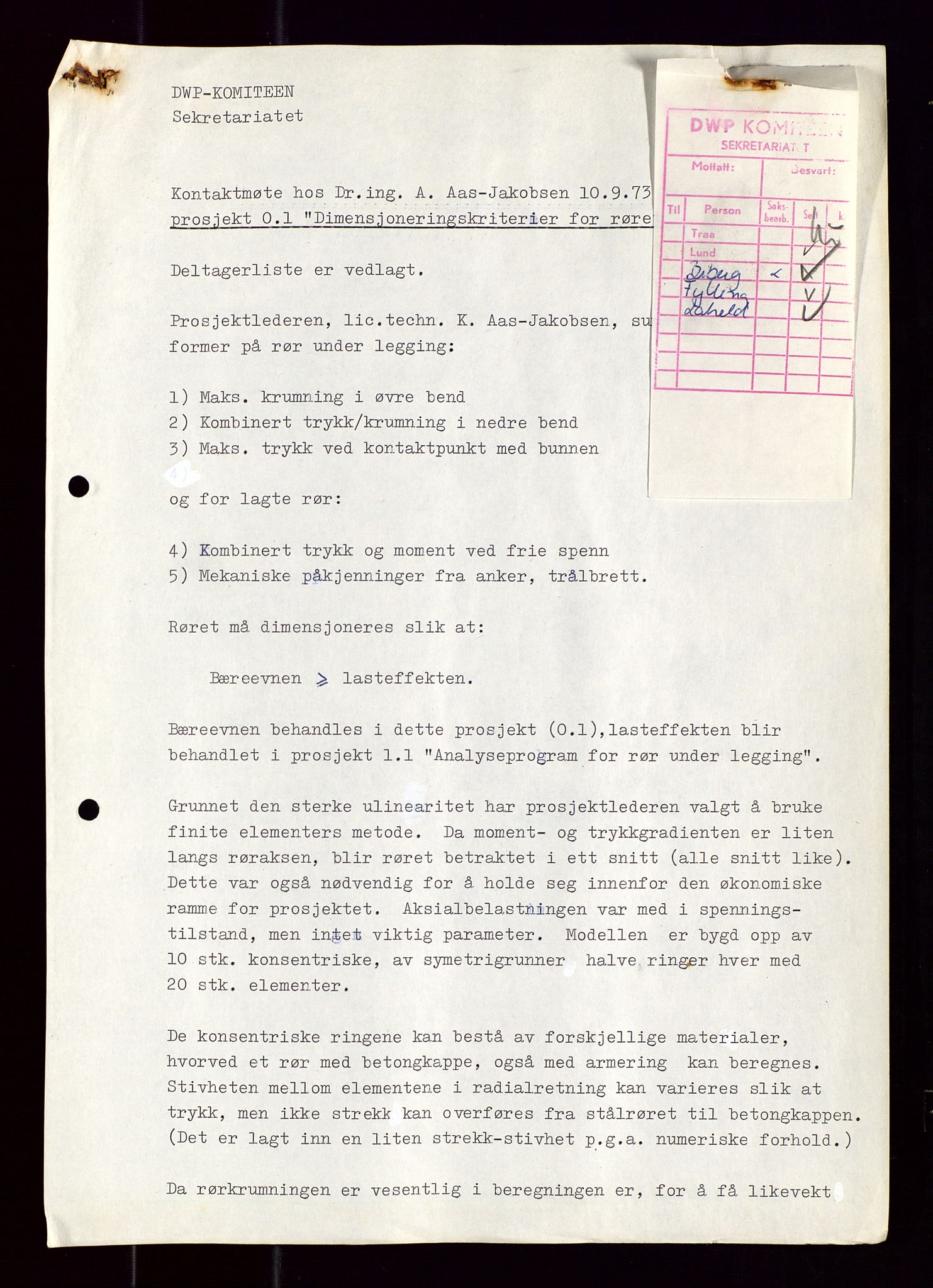 Industridepartementet, Oljekontoret, AV/SAST-A-101348/Di/L0001: DWP, møter juni - november, komiteemøter nr. 19 - 26, 1973-1974, p. 243