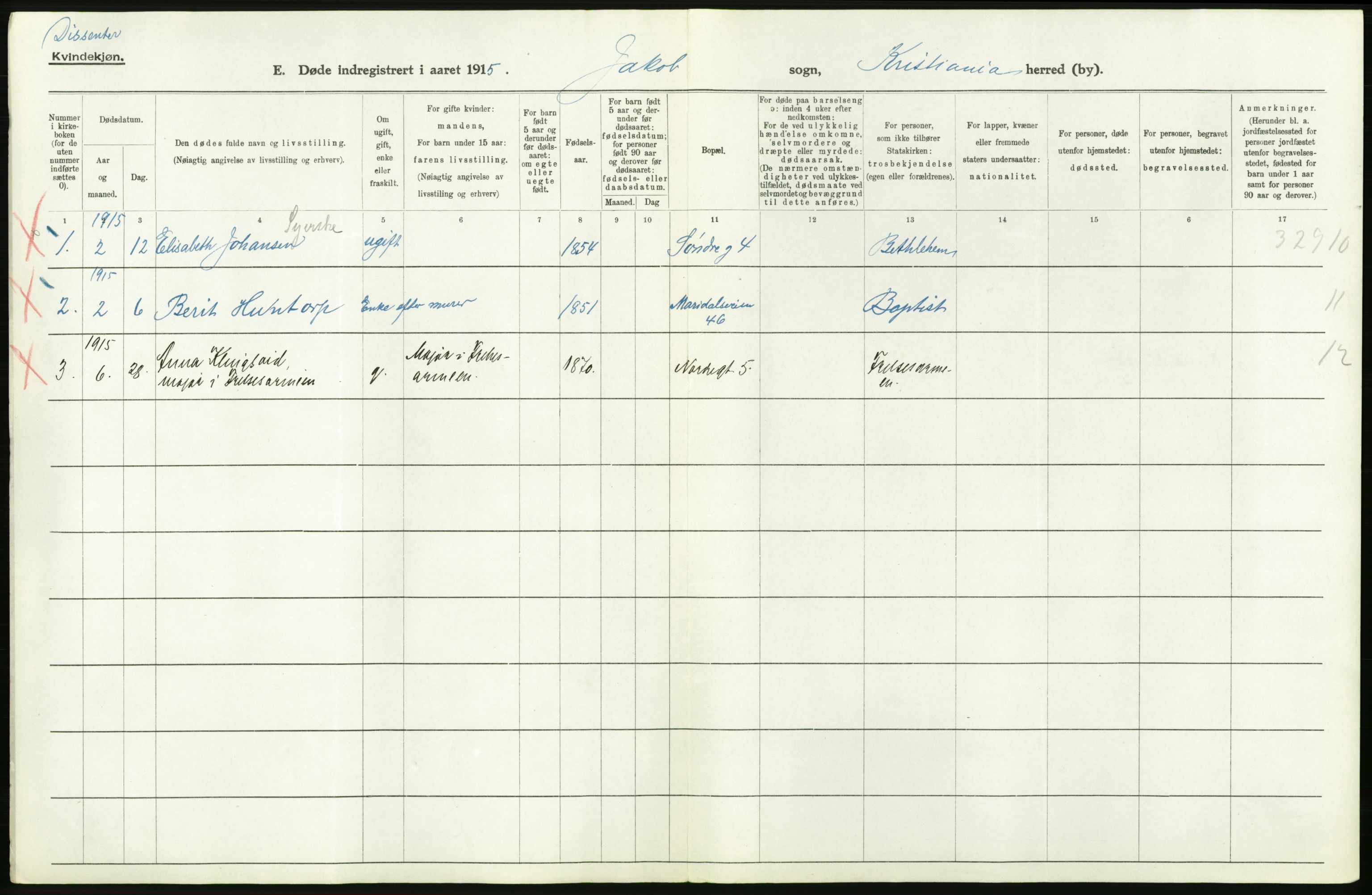 Statistisk sentralbyrå, Sosiodemografiske emner, Befolkning, RA/S-2228/D/Df/Dfb/Dfbf/L0009: Kristiania: Døde., 1916, p. 340