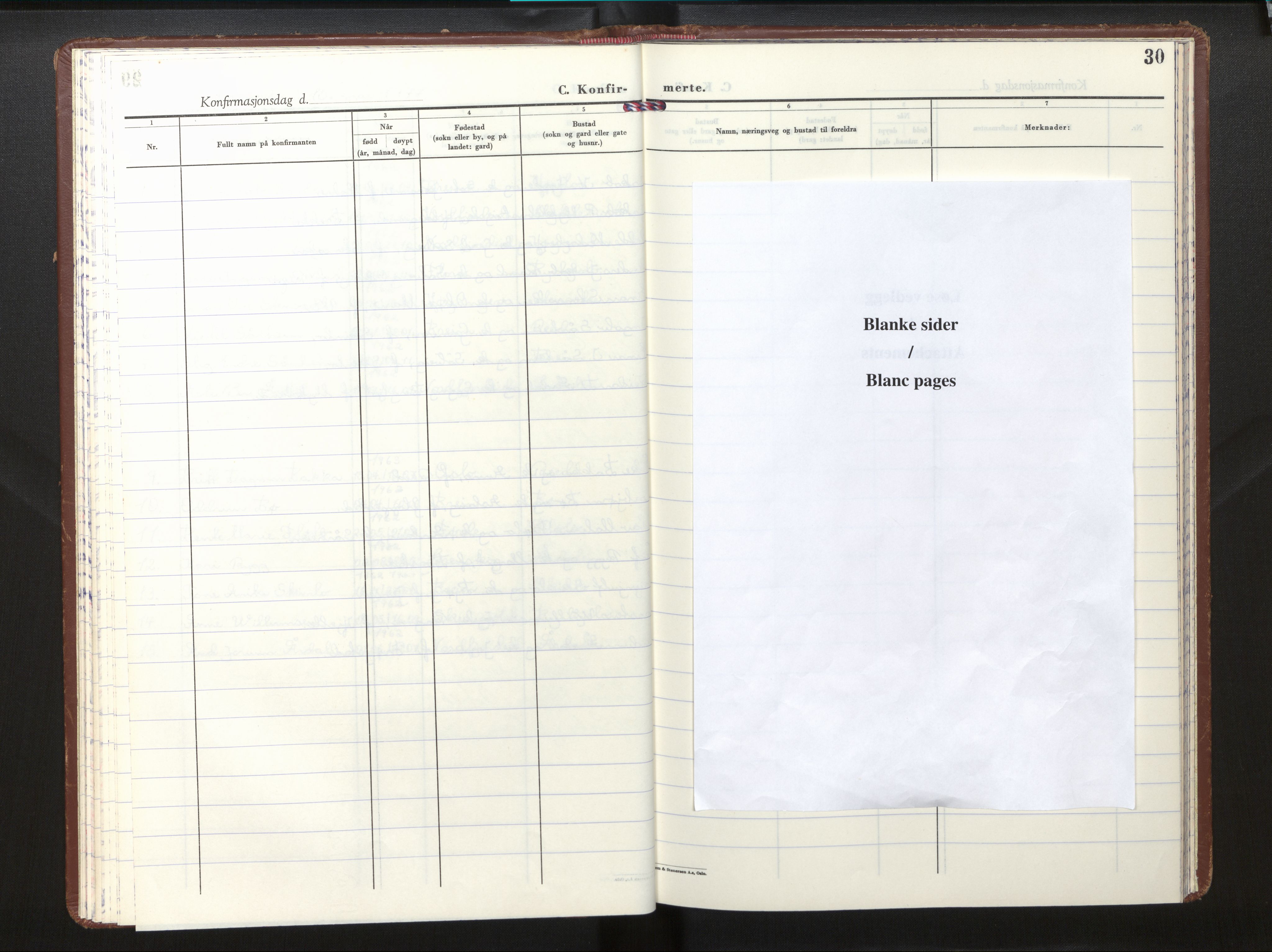 Gloppen sokneprestembete, SAB/A-80101/H/Hac/L0007: Curate's parish register no. A 7, 1962-1977, p. 29b-30a