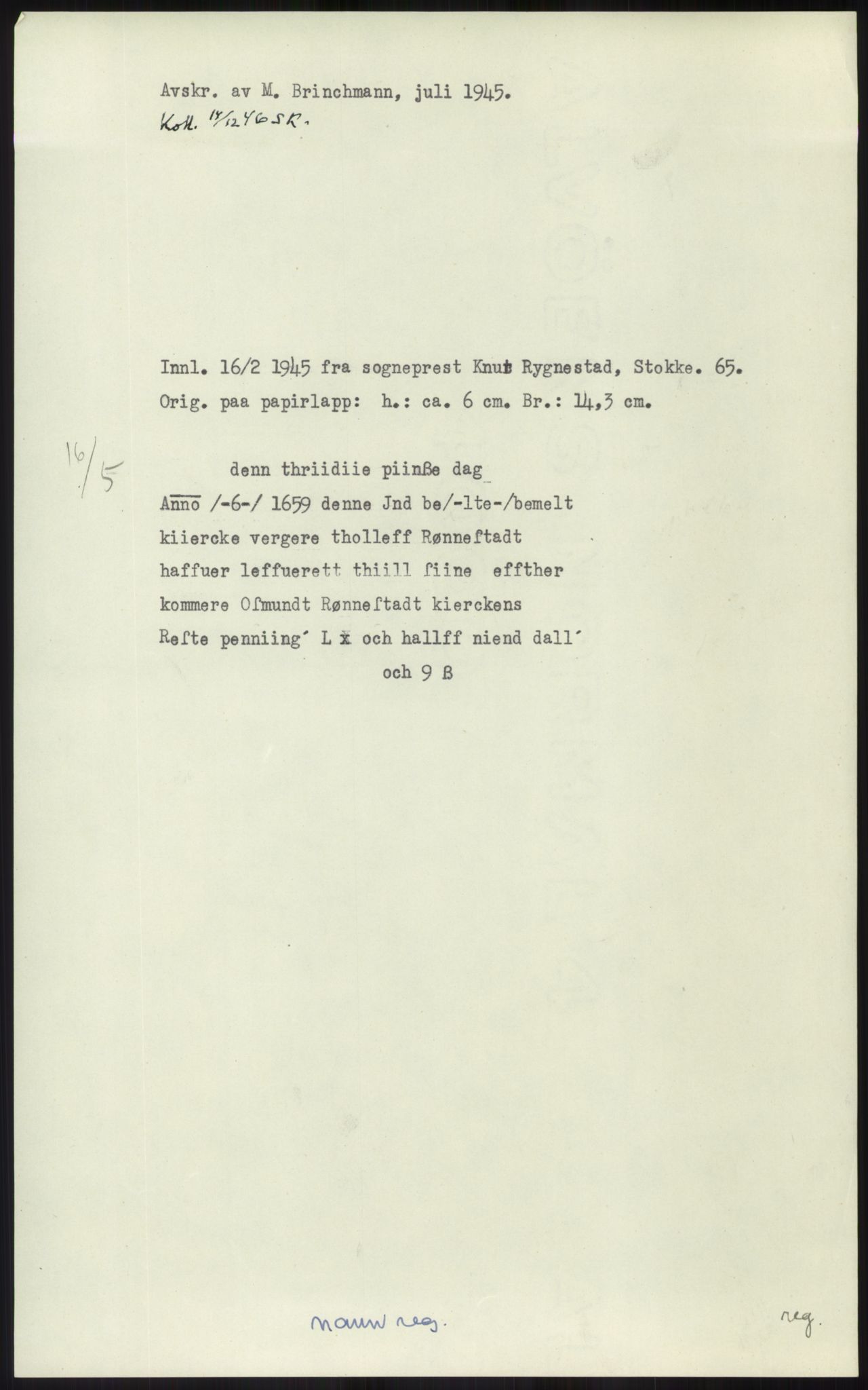Samlinger til kildeutgivelse, Diplomavskriftsamlingen, RA/EA-4053/H/Ha, p. 1621