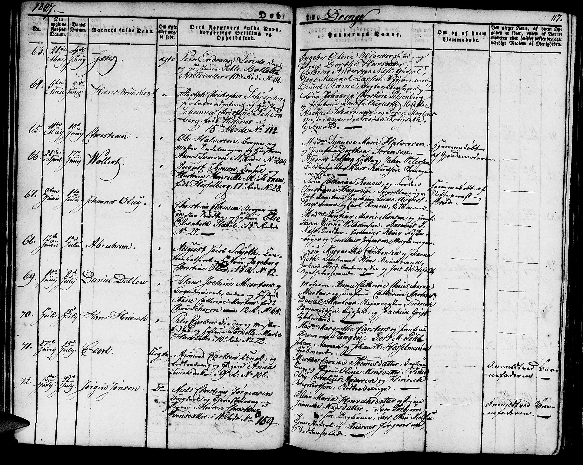 Domkirken sokneprestembete, SAB/A-74801/H/Haa/L0012: Parish register (official) no. A 12, 1821-1840, p. 117