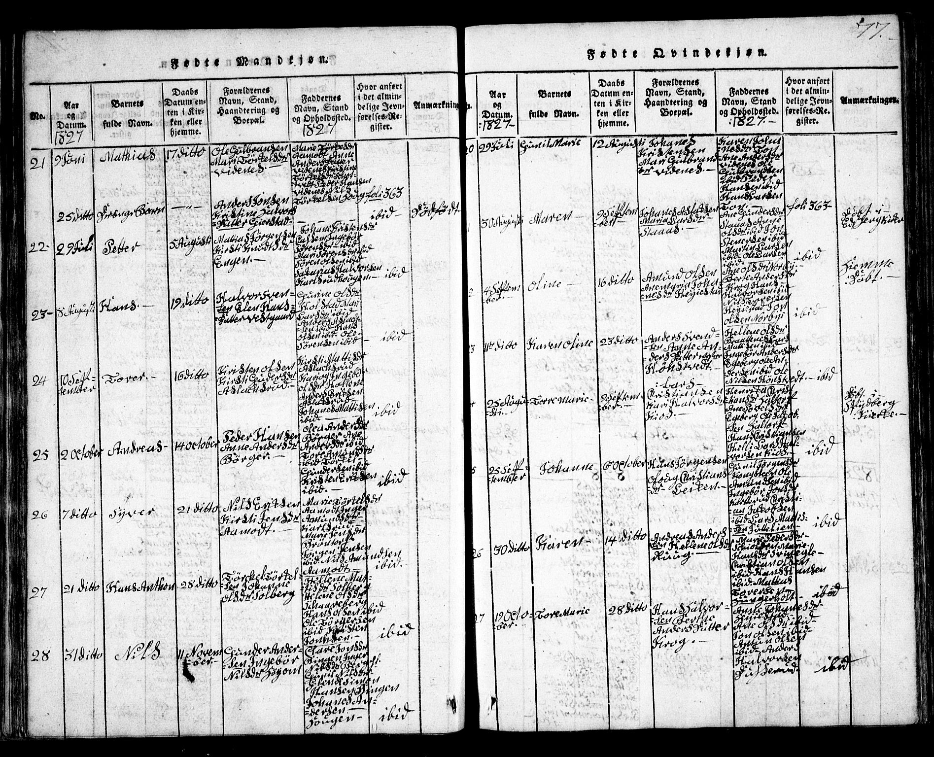 Skiptvet prestekontor Kirkebøker, AV/SAO-A-20009/G/Ga/L0001: Parish register (copy) no. 1, 1815-1838, p. 77