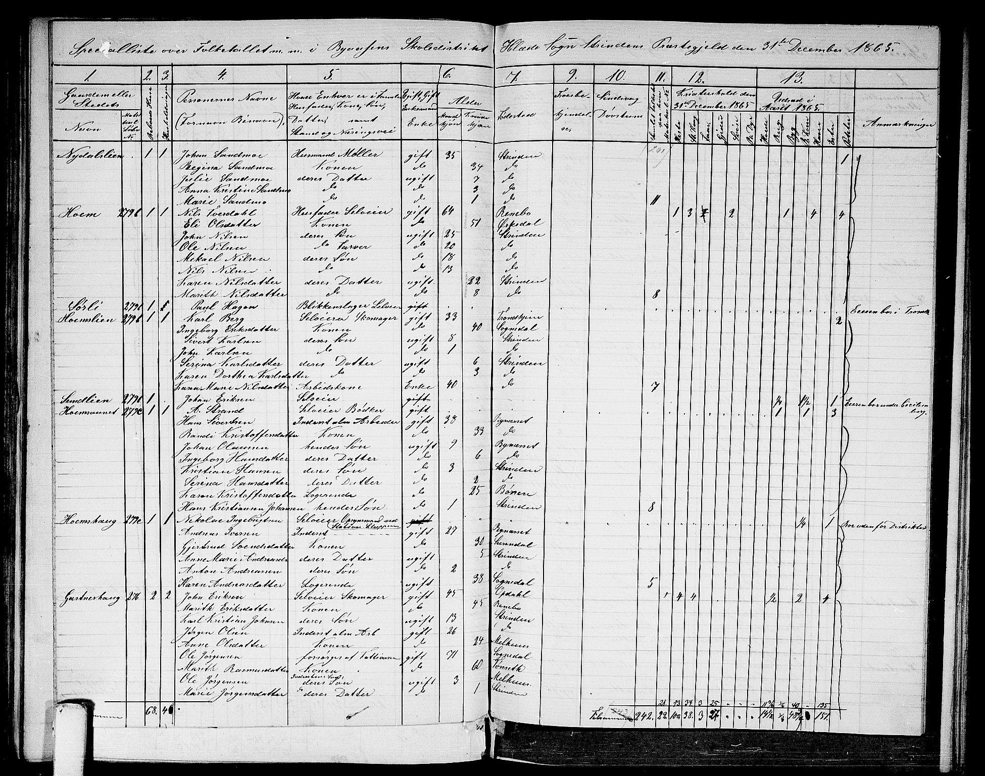 RA, 1865 census for Strinda, 1865, p. 151