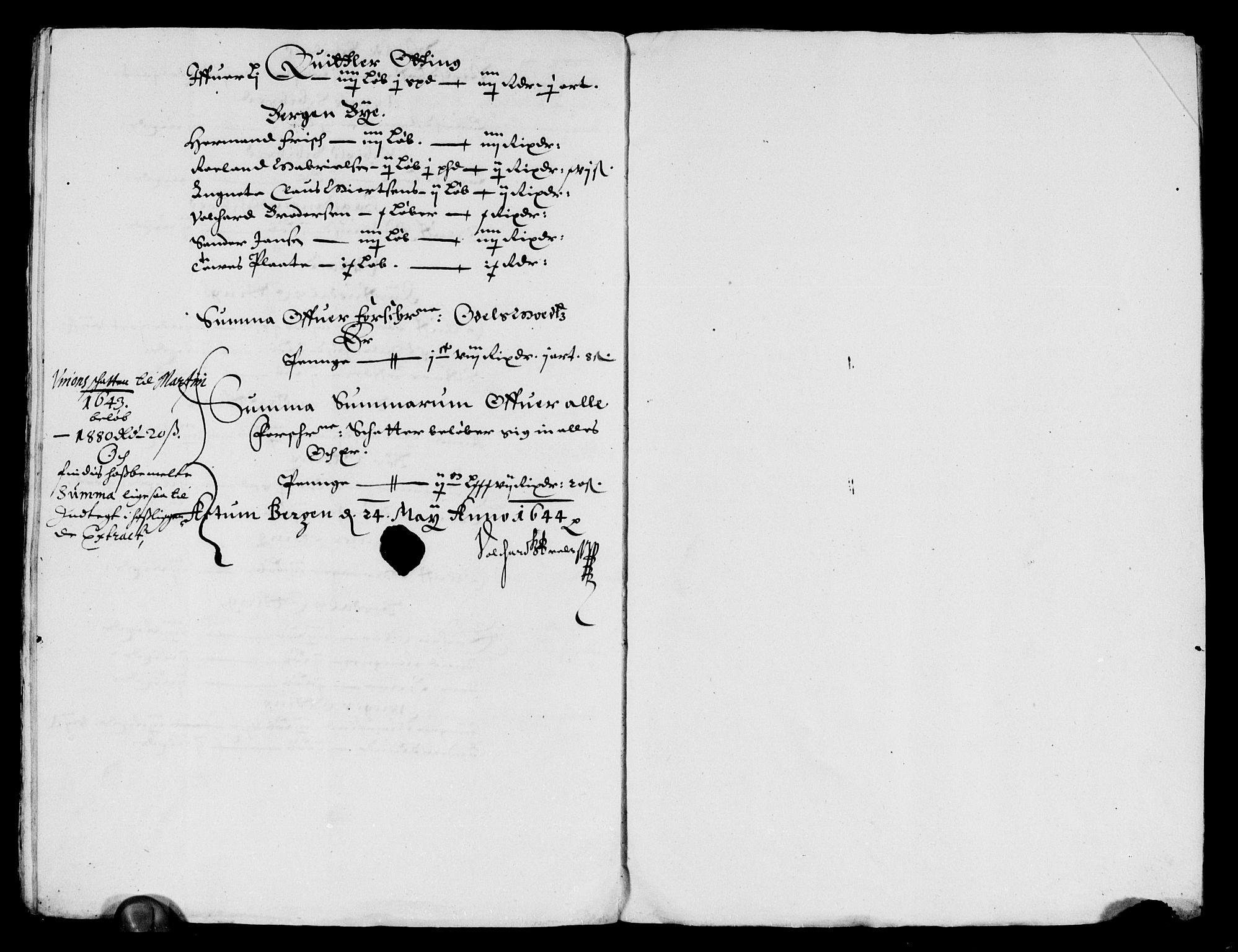 Rentekammeret inntil 1814, Reviderte regnskaper, Lensregnskaper, AV/RA-EA-5023/R/Rb/Rbt/L0097: Bergenhus len, 1643-1644