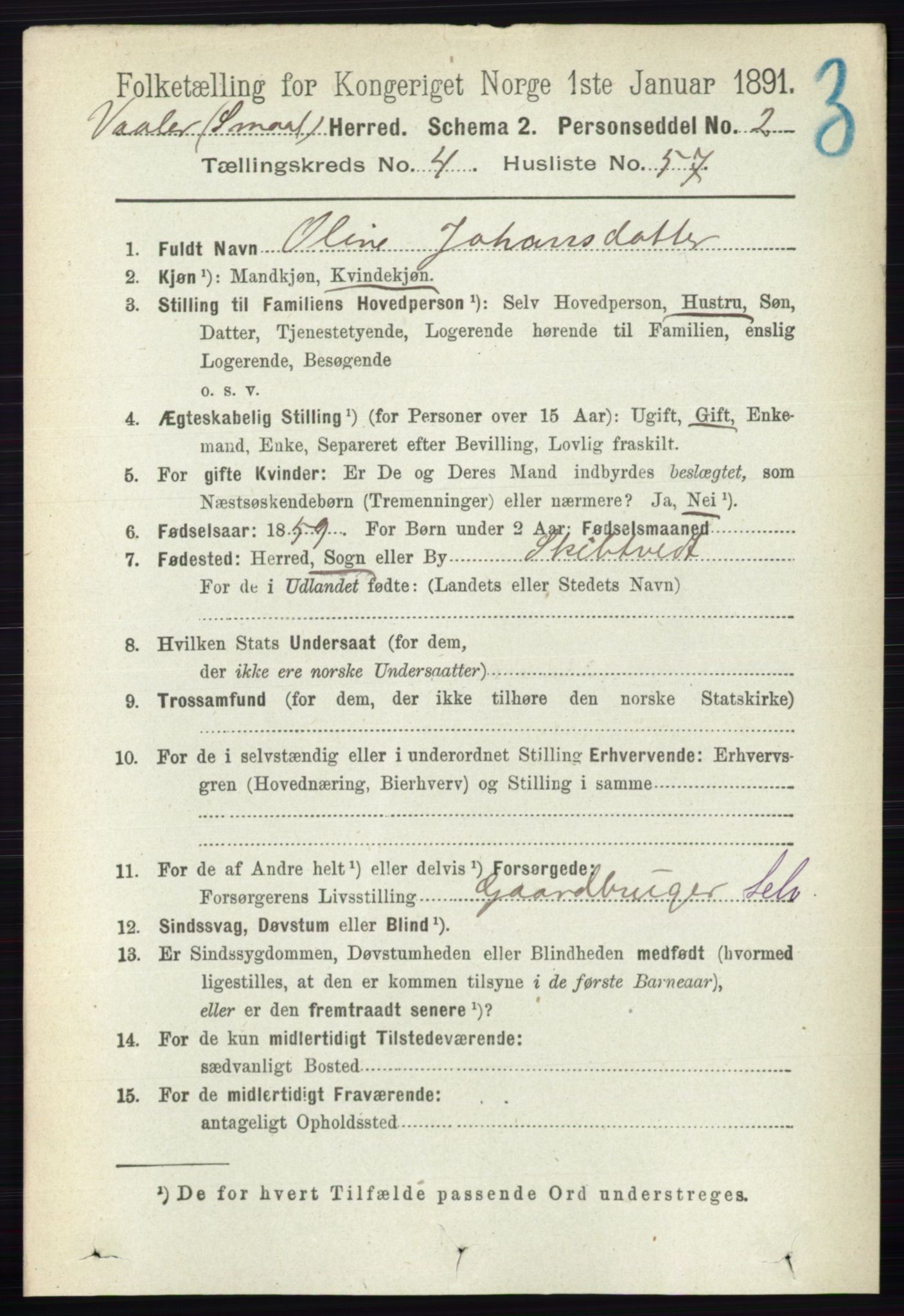 RA, 1891 census for 0137 Våler, 1891, p. 1914