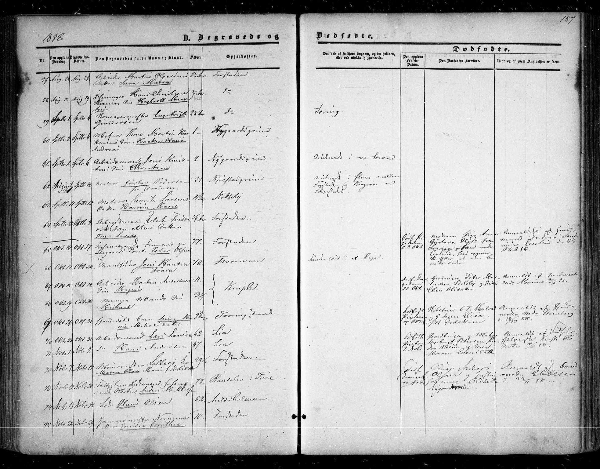 Glemmen prestekontor Kirkebøker, AV/SAO-A-10908/F/Fa/L0007: Parish register (official) no. 7, 1853-1862, p. 157