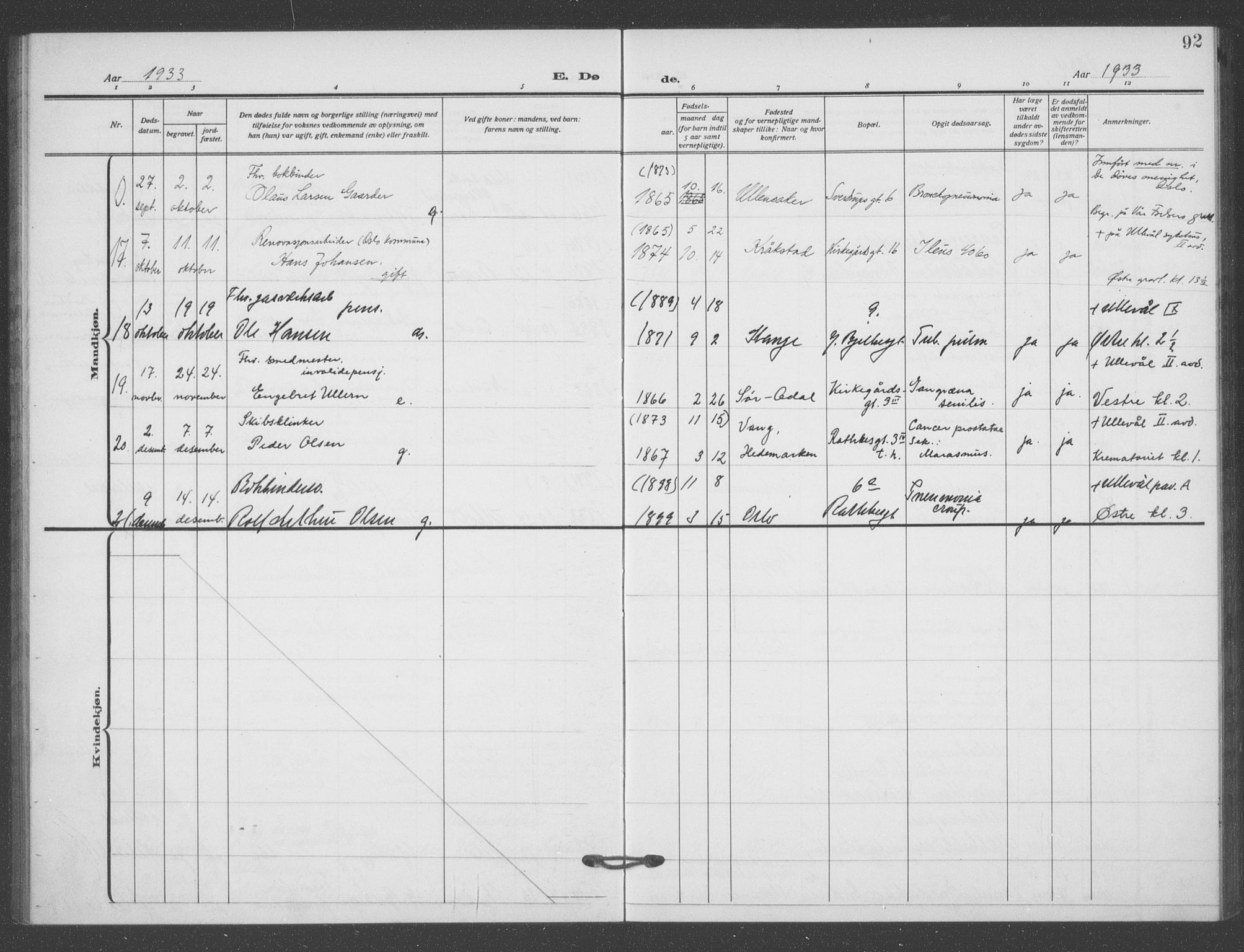 Matteus prestekontor Kirkebøker, AV/SAO-A-10870/F/Fa/L0004: Parish register (official) no. 4, 1917-1938, p. 92