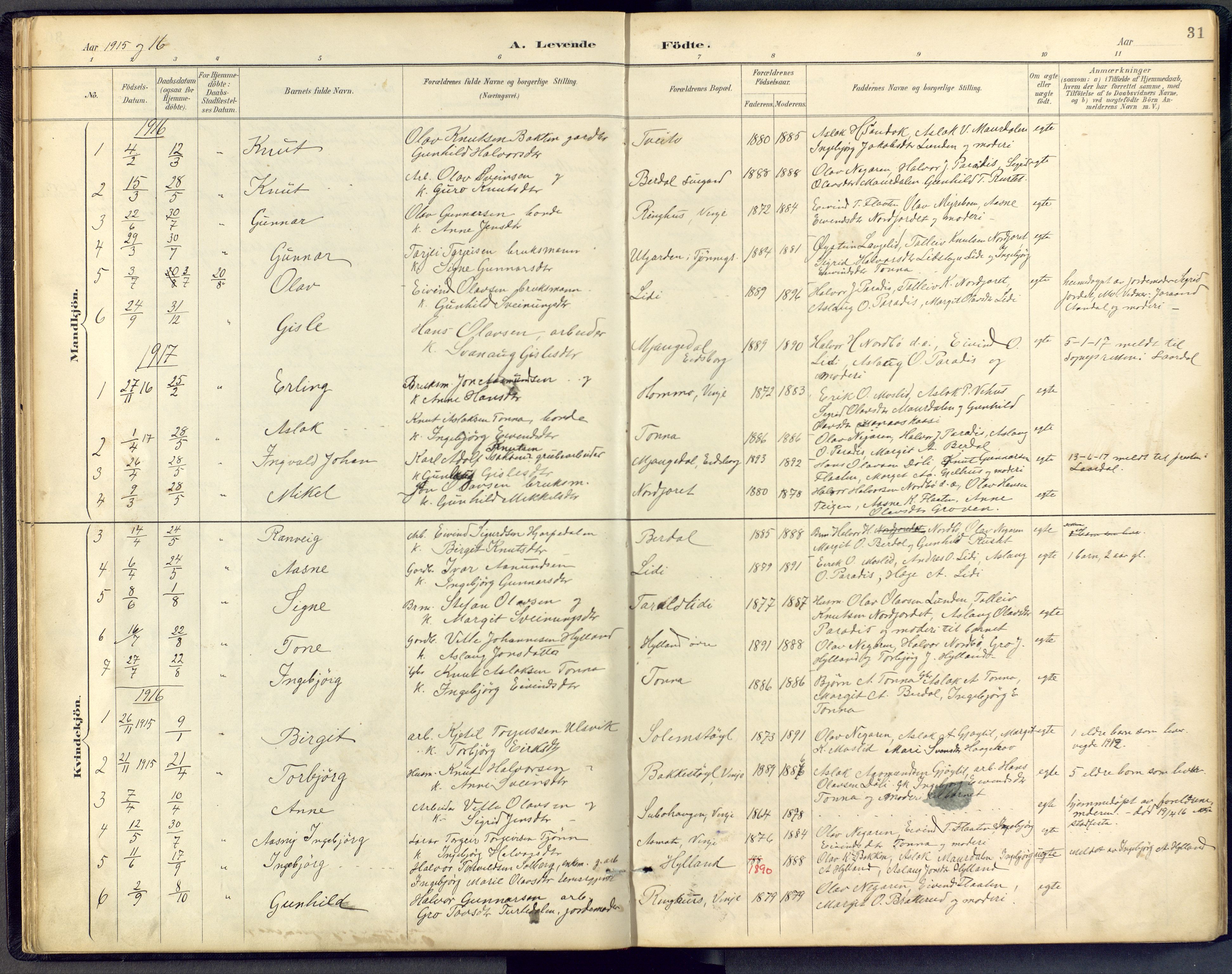 Vinje kirkebøker, SAKO/A-312/F/Fb/L0002: Parish register (official) no. II 2, 1887-1925, p. 31