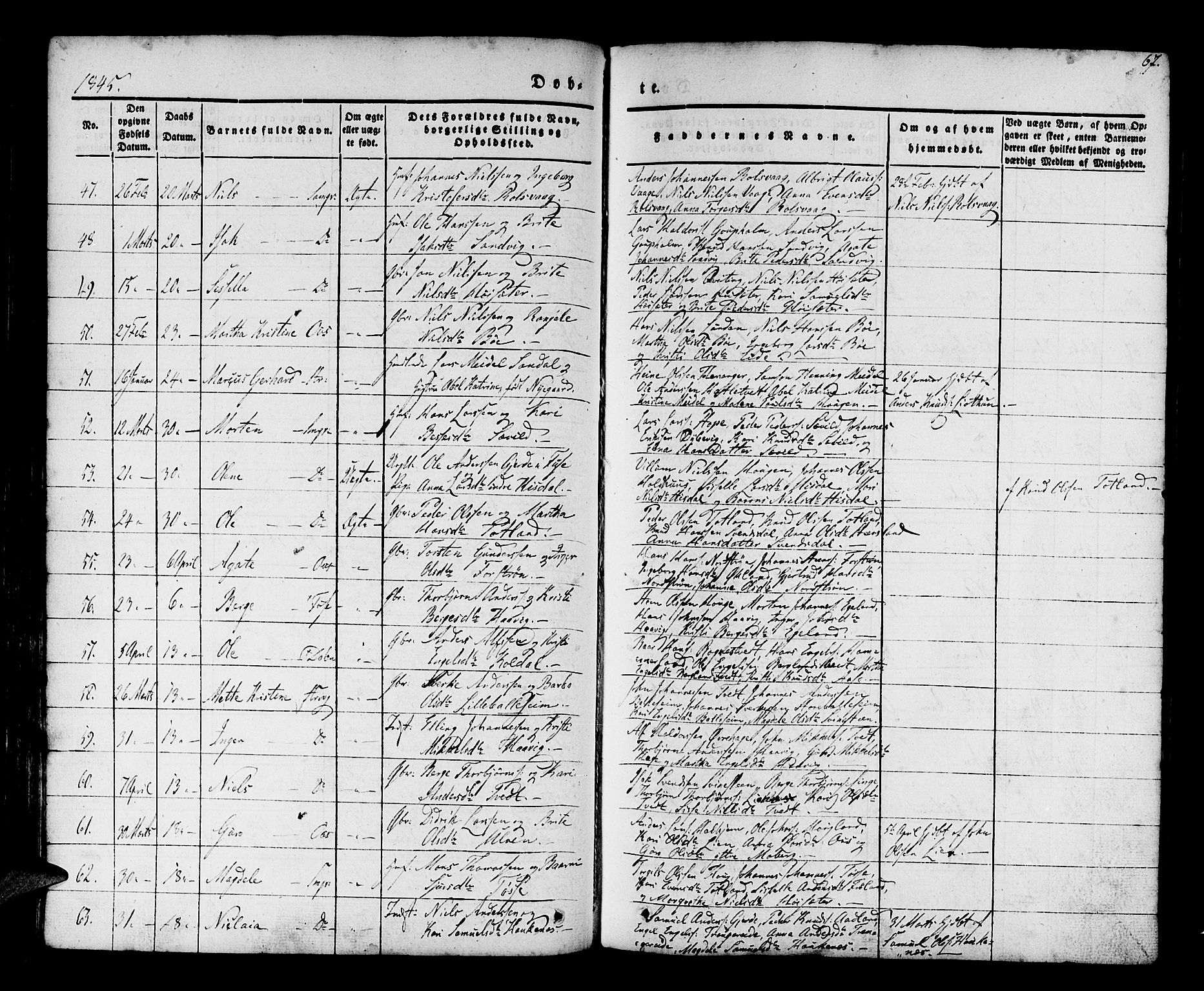 Os sokneprestembete, AV/SAB-A-99929: Parish register (official) no. A 15, 1839-1851, p. 67