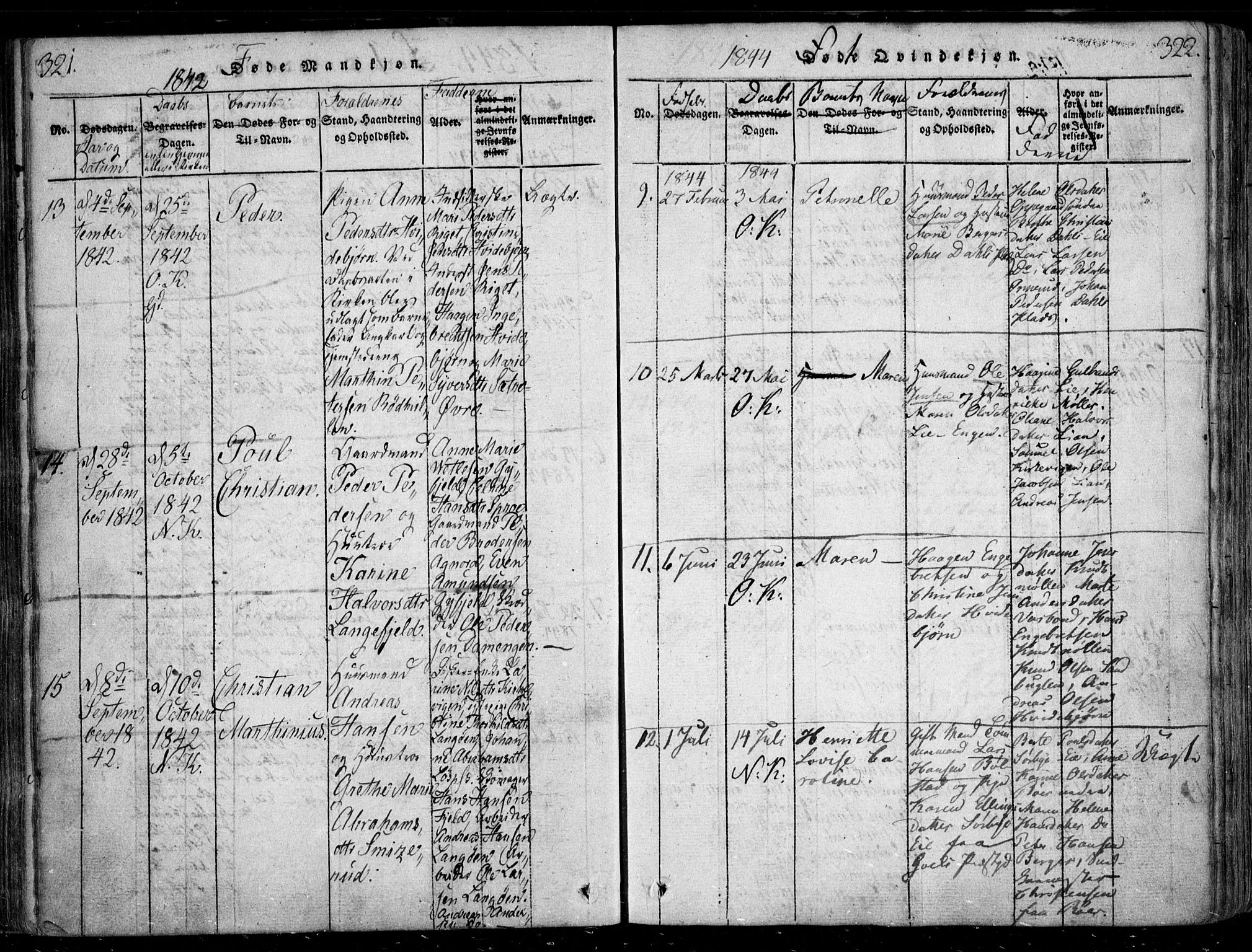 Nesodden prestekontor Kirkebøker, AV/SAO-A-10013/F/Fa/L0006: Parish register (official) no. I 6, 1814-1847, p. 321-322