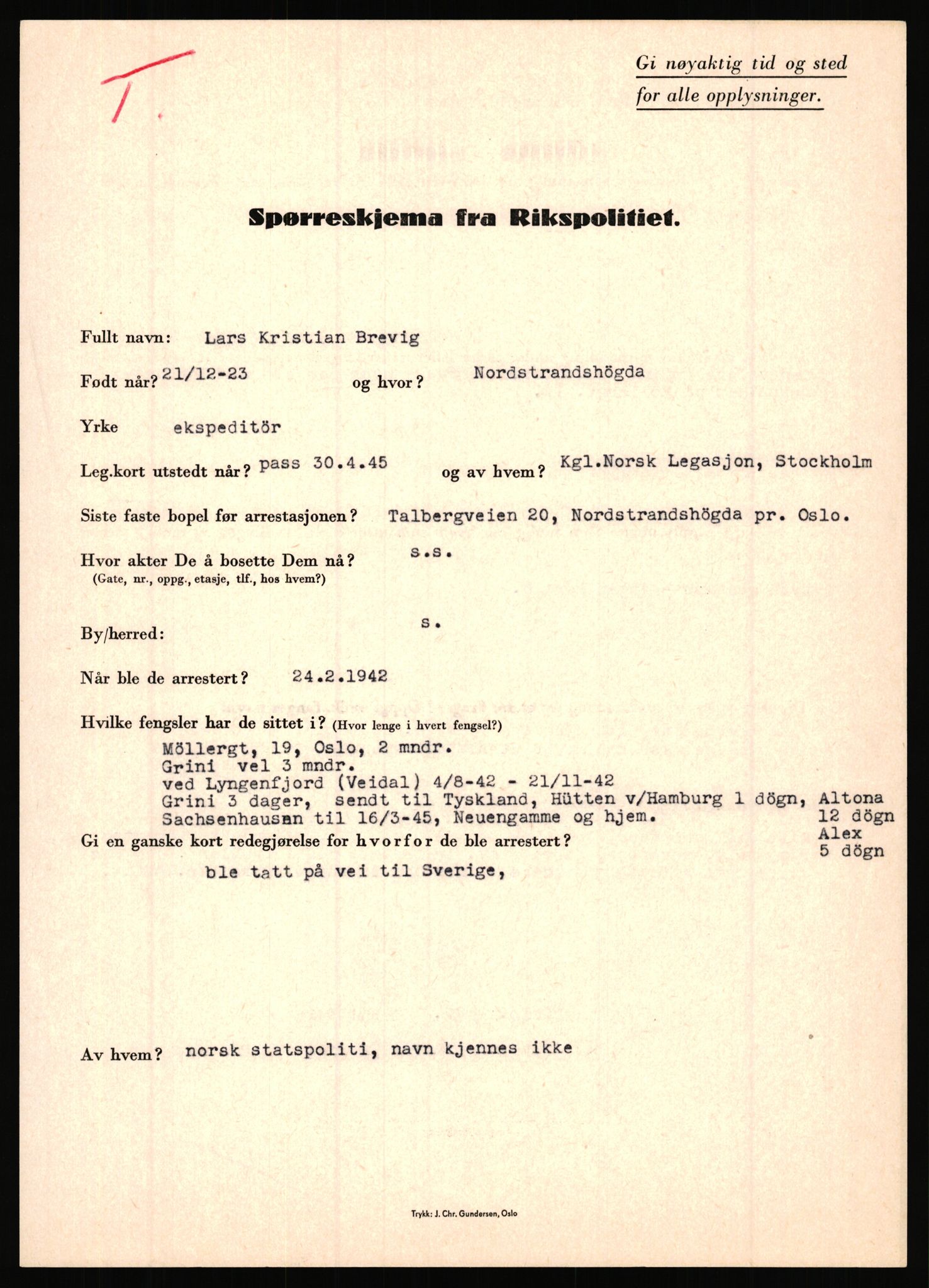 Rikspolitisjefen, AV/RA-S-1560/L/L0002: Berg, Alf - Bråthen, Thorleif, 1940-1945, p. 1046