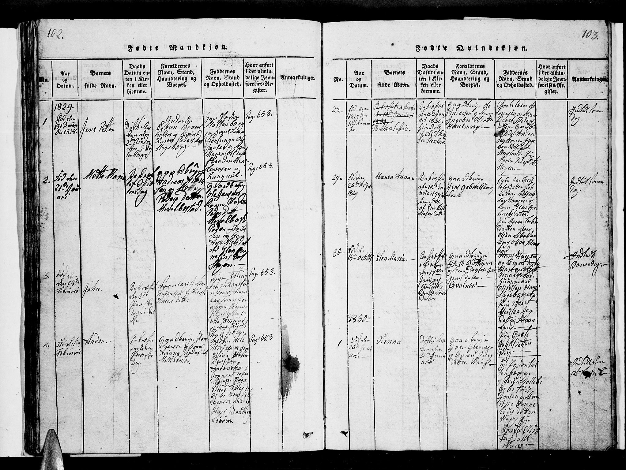 Ministerialprotokoller, klokkerbøker og fødselsregistre - Nordland, AV/SAT-A-1459/855/L0812: Parish register (copy) no. 855C01, 1821-1838, p. 102-103