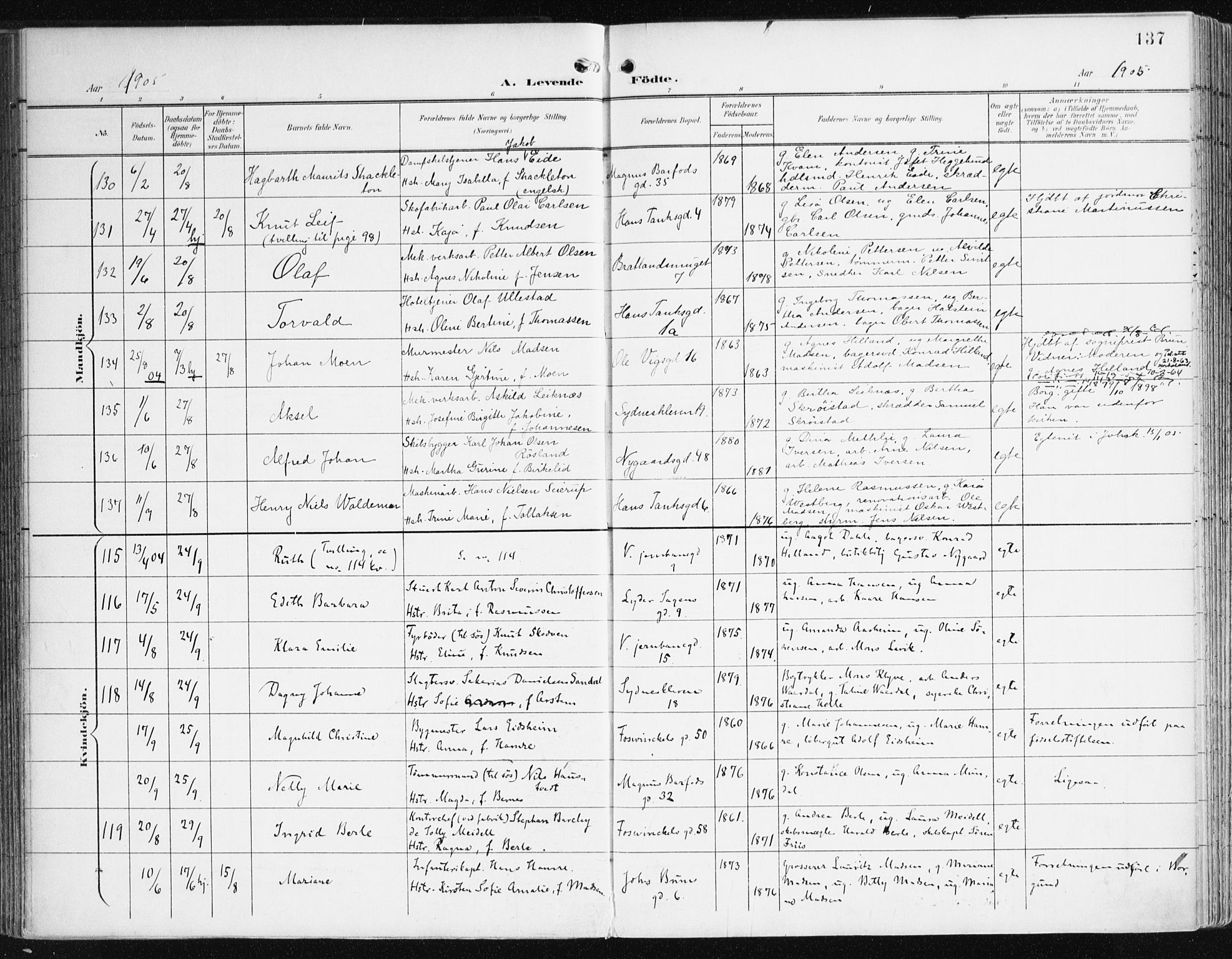 Johanneskirken sokneprestembete, AV/SAB-A-76001/H/Haa/L0002: Parish register (official) no. A 2, 1900-1912, p. 137