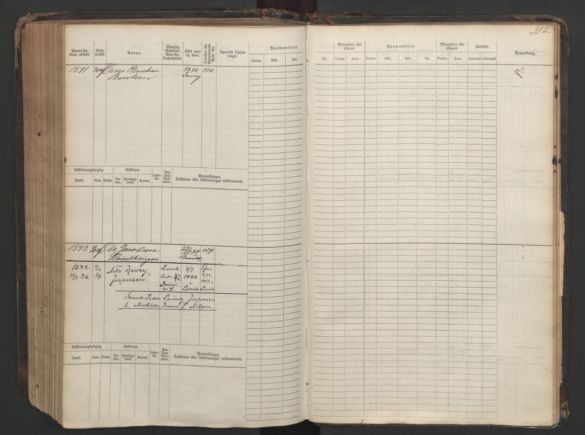 Larvik innrulleringskontor, AV/SAKO-A-787/F/Fc/L0003: Hovedrulle, 1868, p. 352