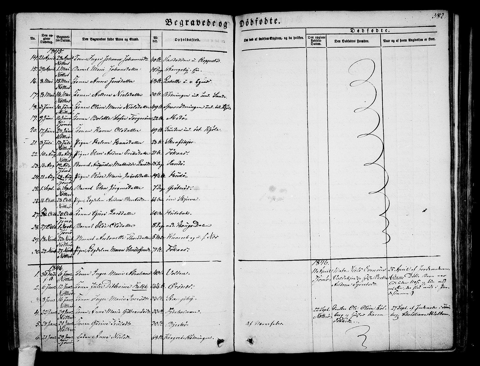 Nøtterøy kirkebøker, AV/SAKO-A-354/G/Ga/L0001: Parish register (copy) no. I 1, 1844-1859, p. 382