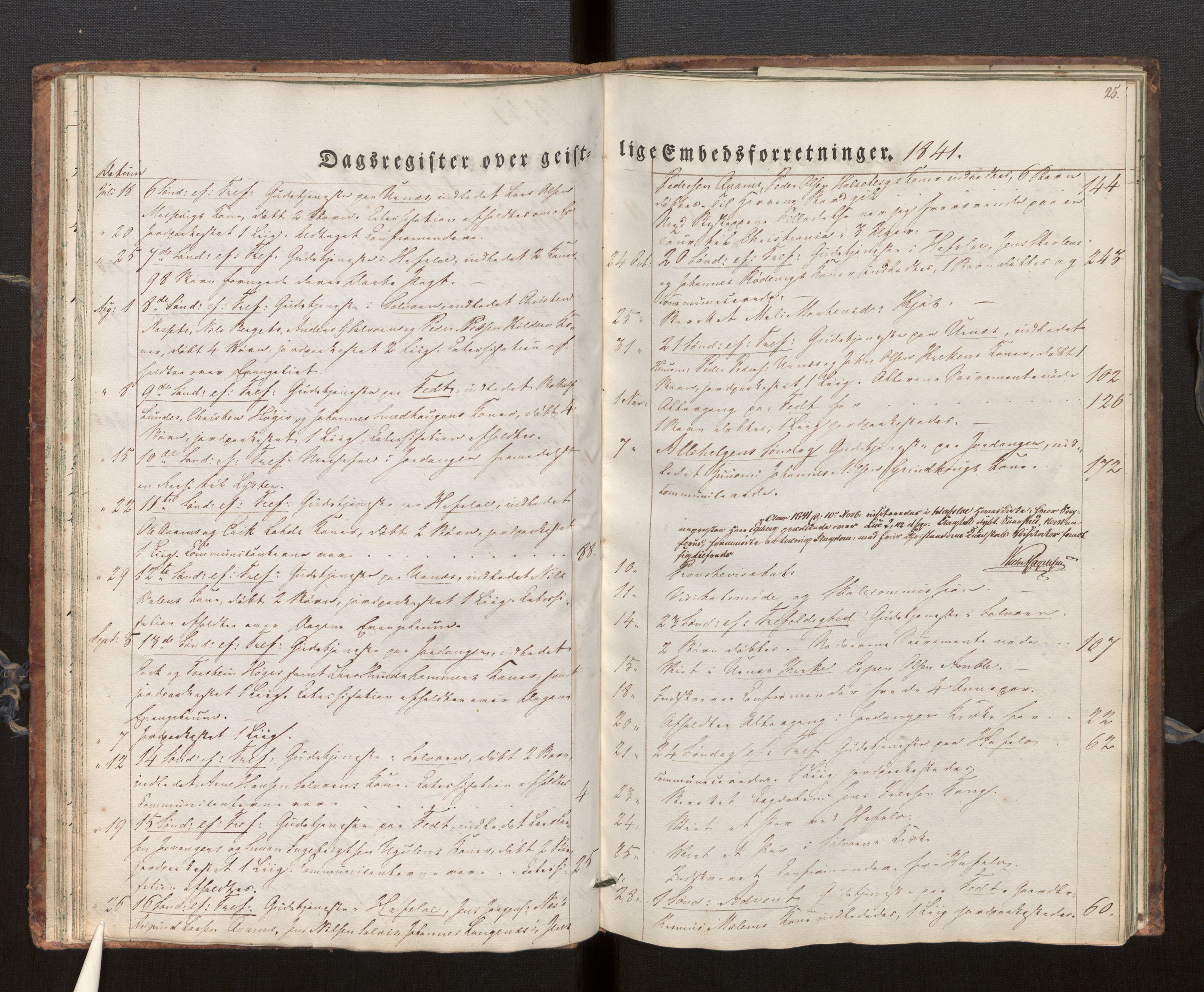 Hafslo sokneprestembete, SAB/A-80301/H/Haa/Haaf/L0001: Diary records no. F 1, 1834-1854, p. 25