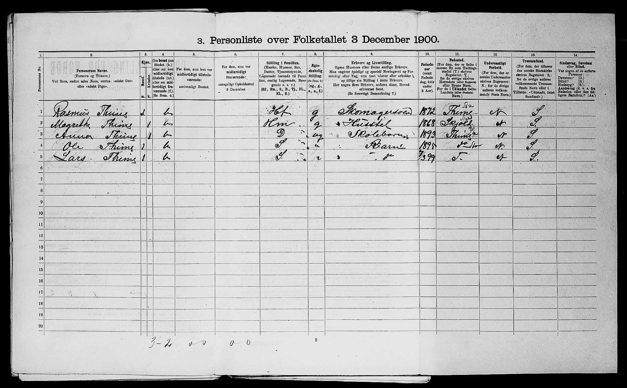 SAST, 1900 census for Stavanger, 1900, p. 7617