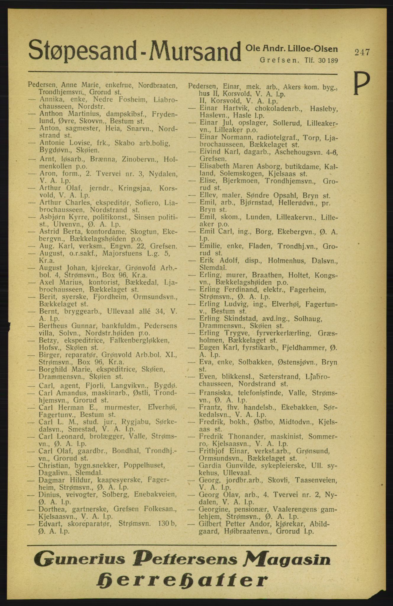 Aker adressebok/adressekalender, PUBL/001/A/002: Akers adressekalender, 1922, p. 247