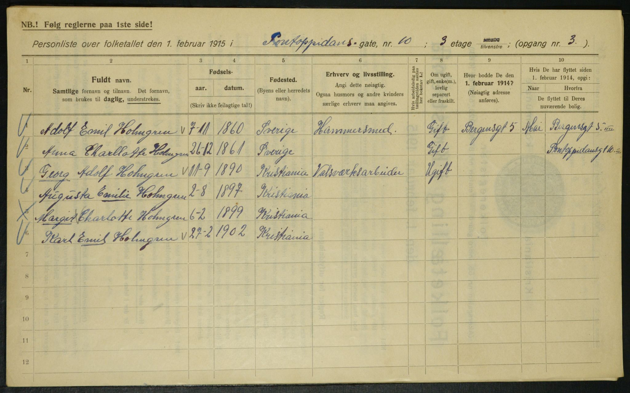 OBA, Municipal Census 1915 for Kristiania, 1915, p. 80344