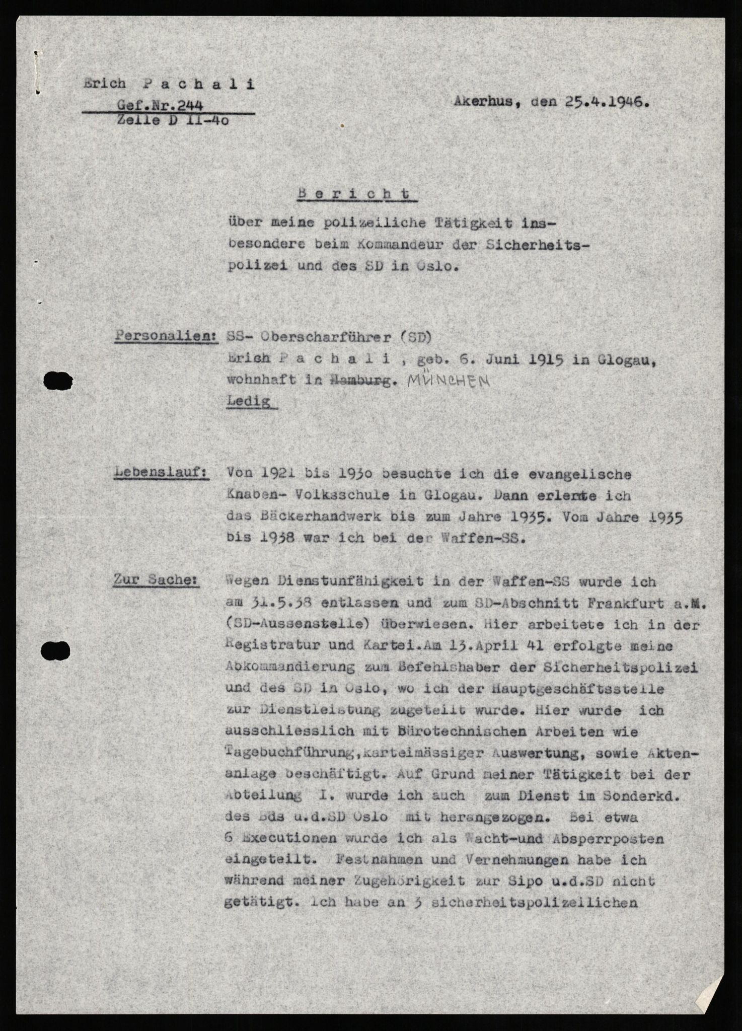 Forsvaret, Forsvarets overkommando II, AV/RA-RAFA-3915/D/Db/L0025: CI Questionaires. Tyske okkupasjonsstyrker i Norge. Tyskere., 1945-1946, p. 298