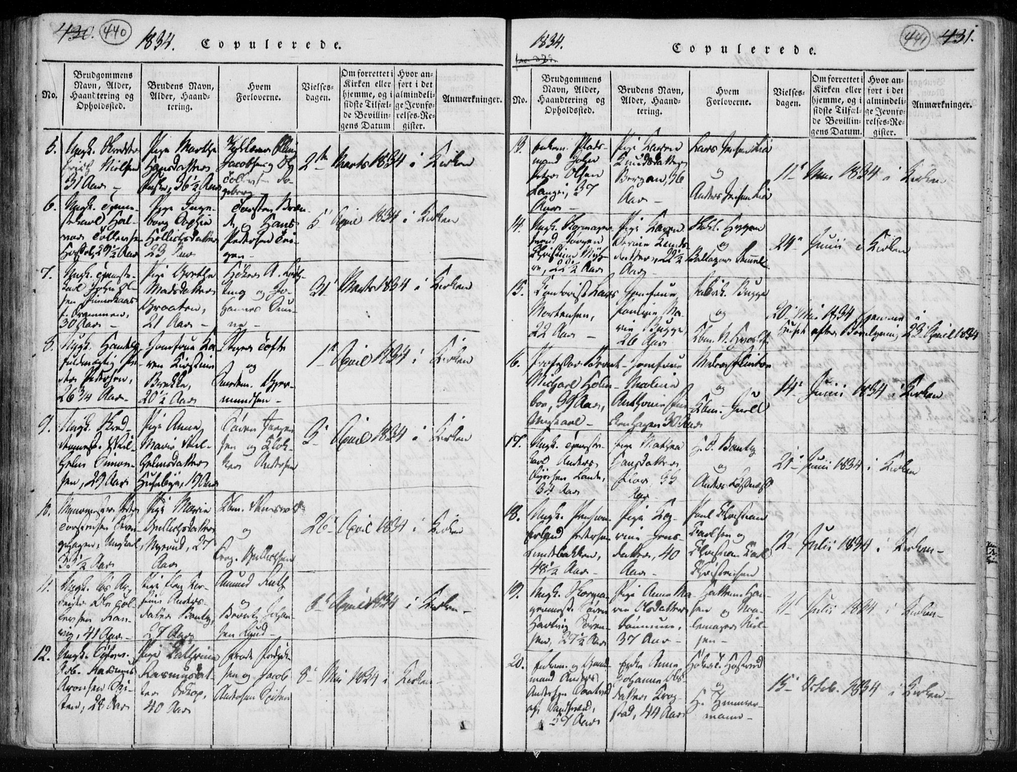 Kongsberg kirkebøker, AV/SAKO-A-22/F/Fa/L0008: Parish register (official) no. I 8, 1816-1839, p. 440-441