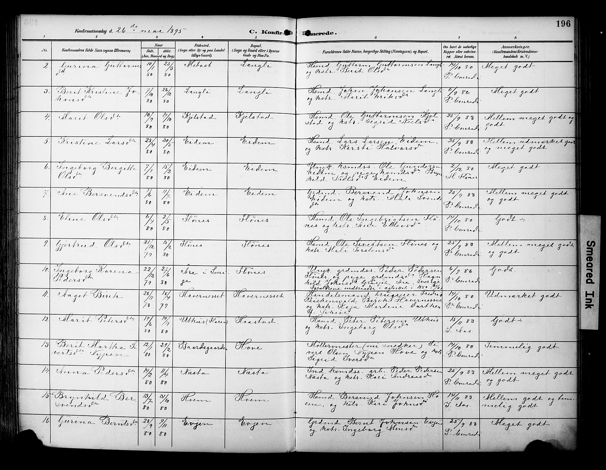 Ministerialprotokoller, klokkerbøker og fødselsregistre - Sør-Trøndelag, AV/SAT-A-1456/695/L1149: Parish register (official) no. 695A09, 1891-1902, p. 196