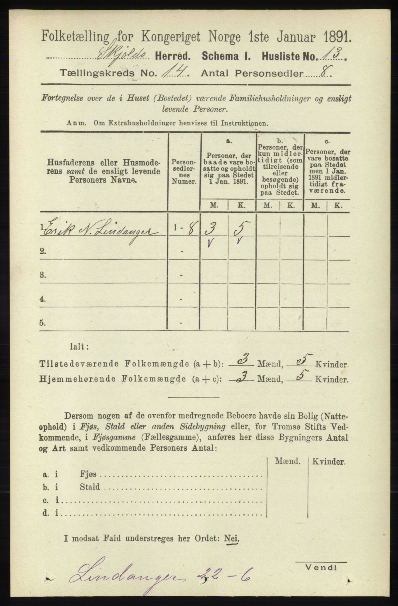 RA, 1891 census for 1154 Skjold, 1891, p. 2541