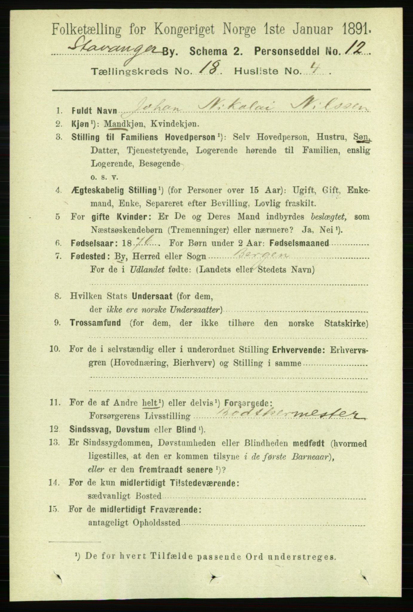 RA, 1891 census for 1103 Stavanger, 1891, p. 21188