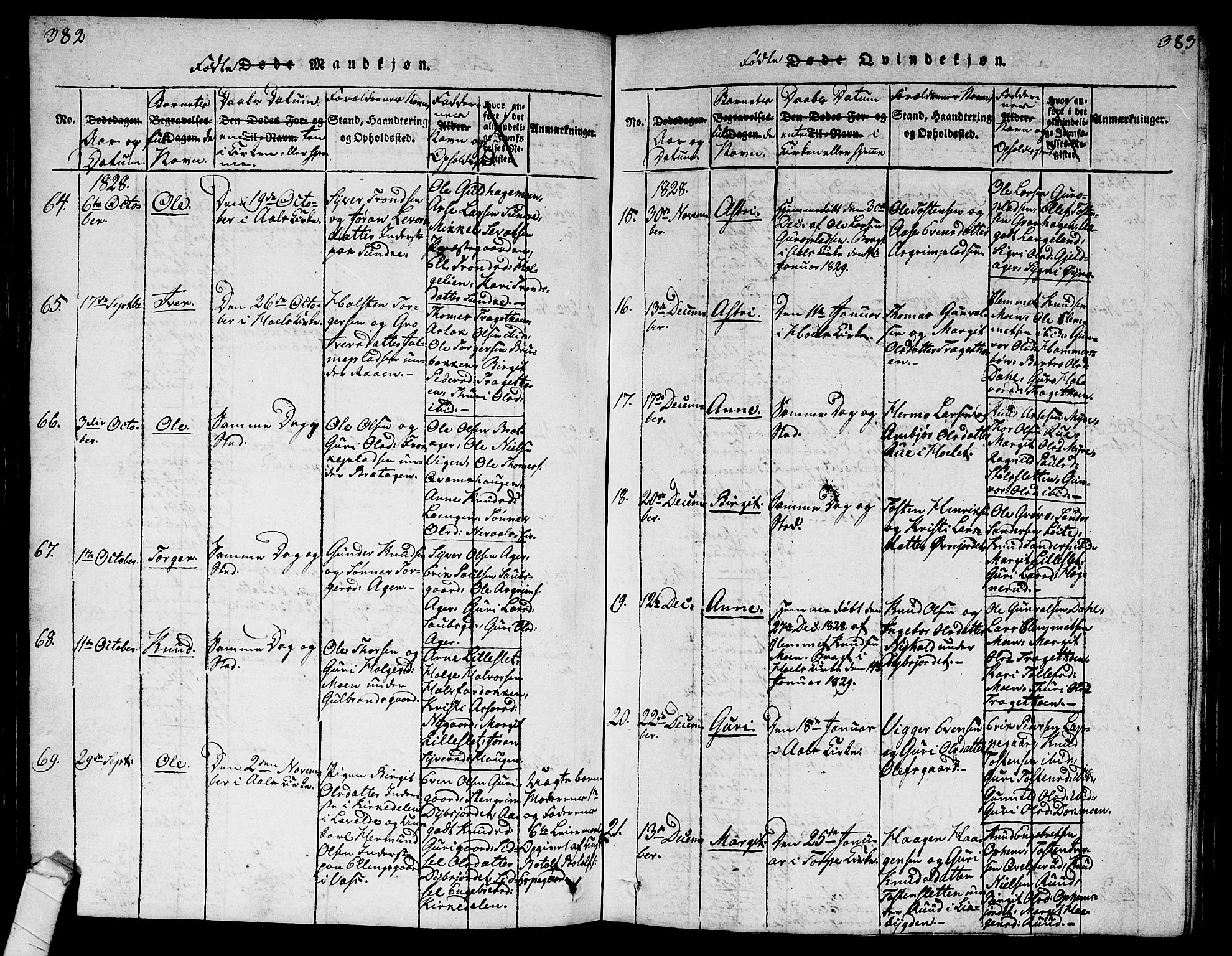 Ål kirkebøker, SAKO/A-249/G/Ga/L0001: Parish register (copy) no. 1, 1815-1829, p. 382-383