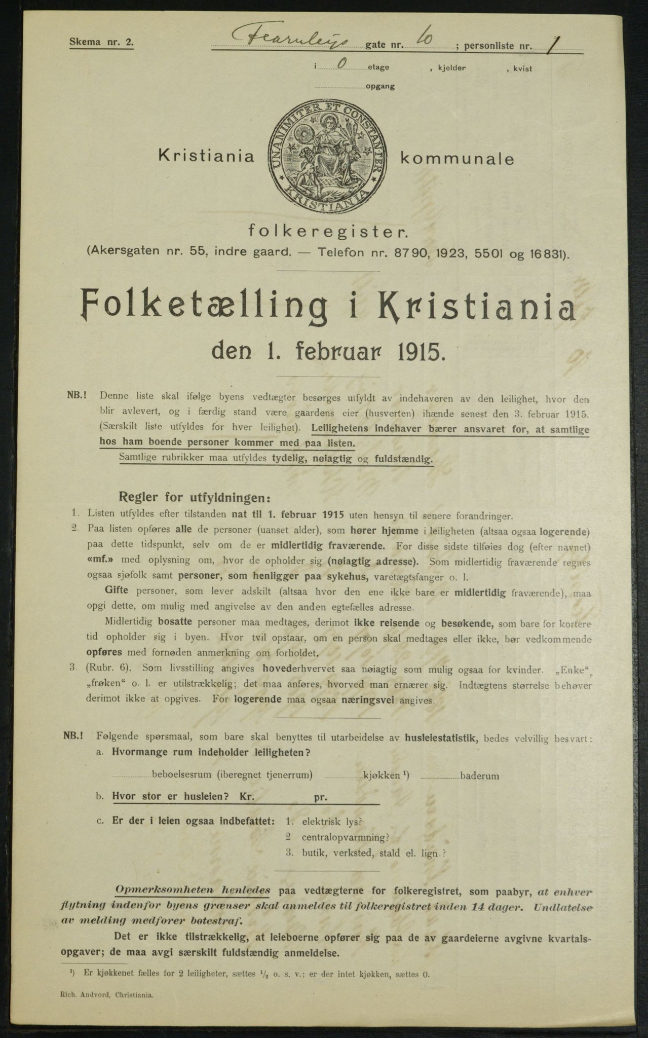 OBA, Municipal Census 1915 for Kristiania, 1915, p. 23538