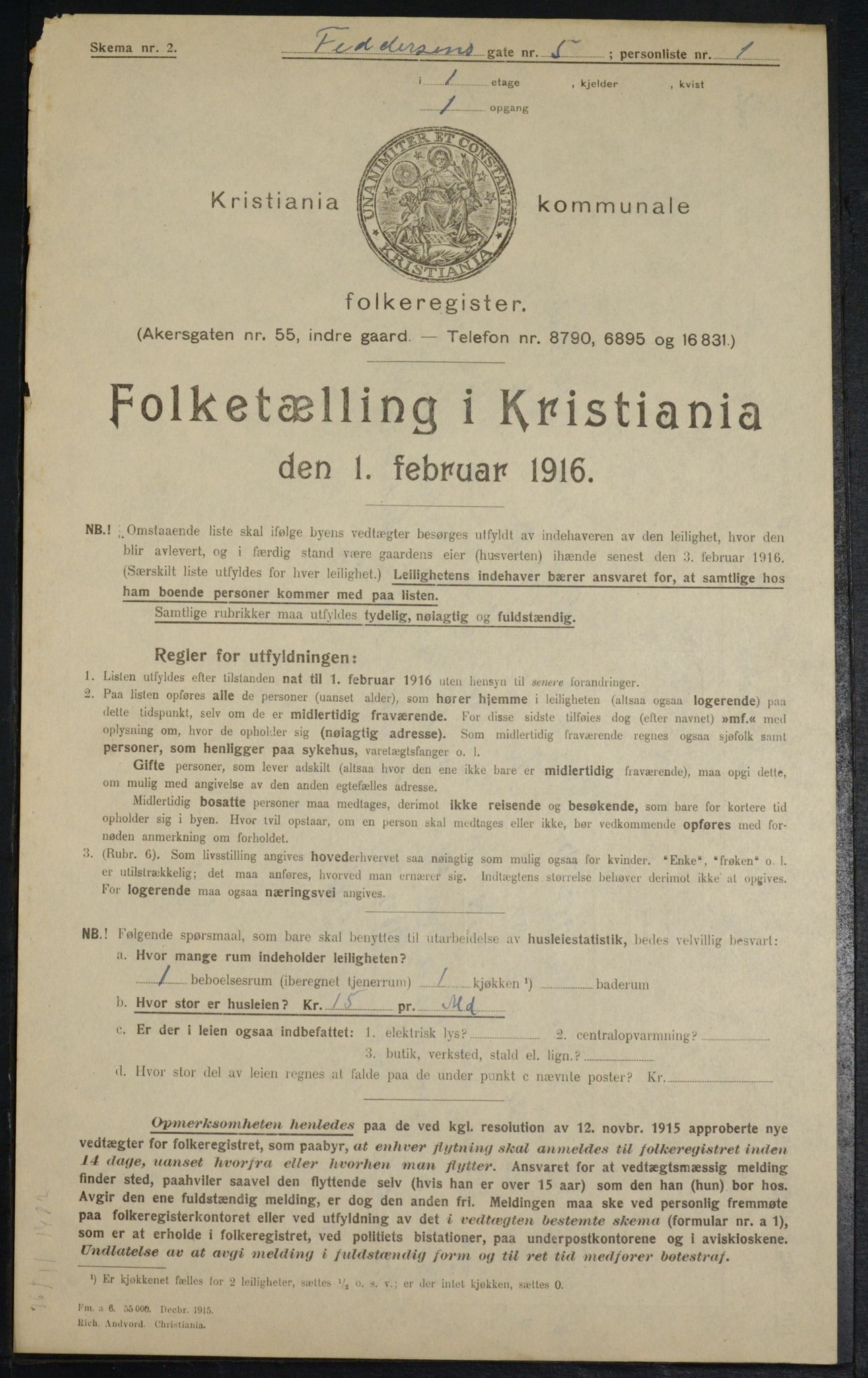 OBA, Municipal Census 1916 for Kristiania, 1916, p. 24447