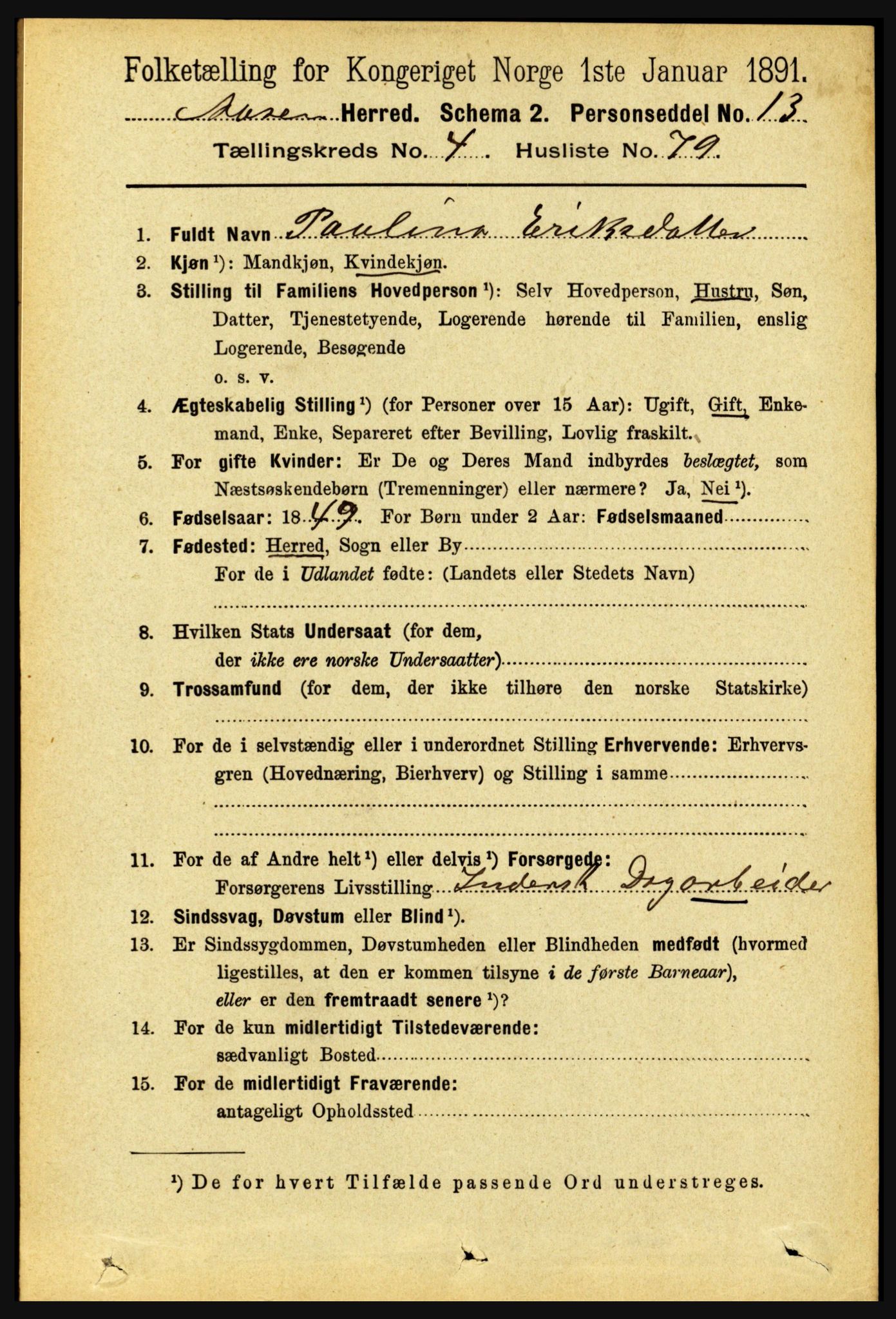 RA, 1891 census for 1716 Åsen, 1891, p. 1904