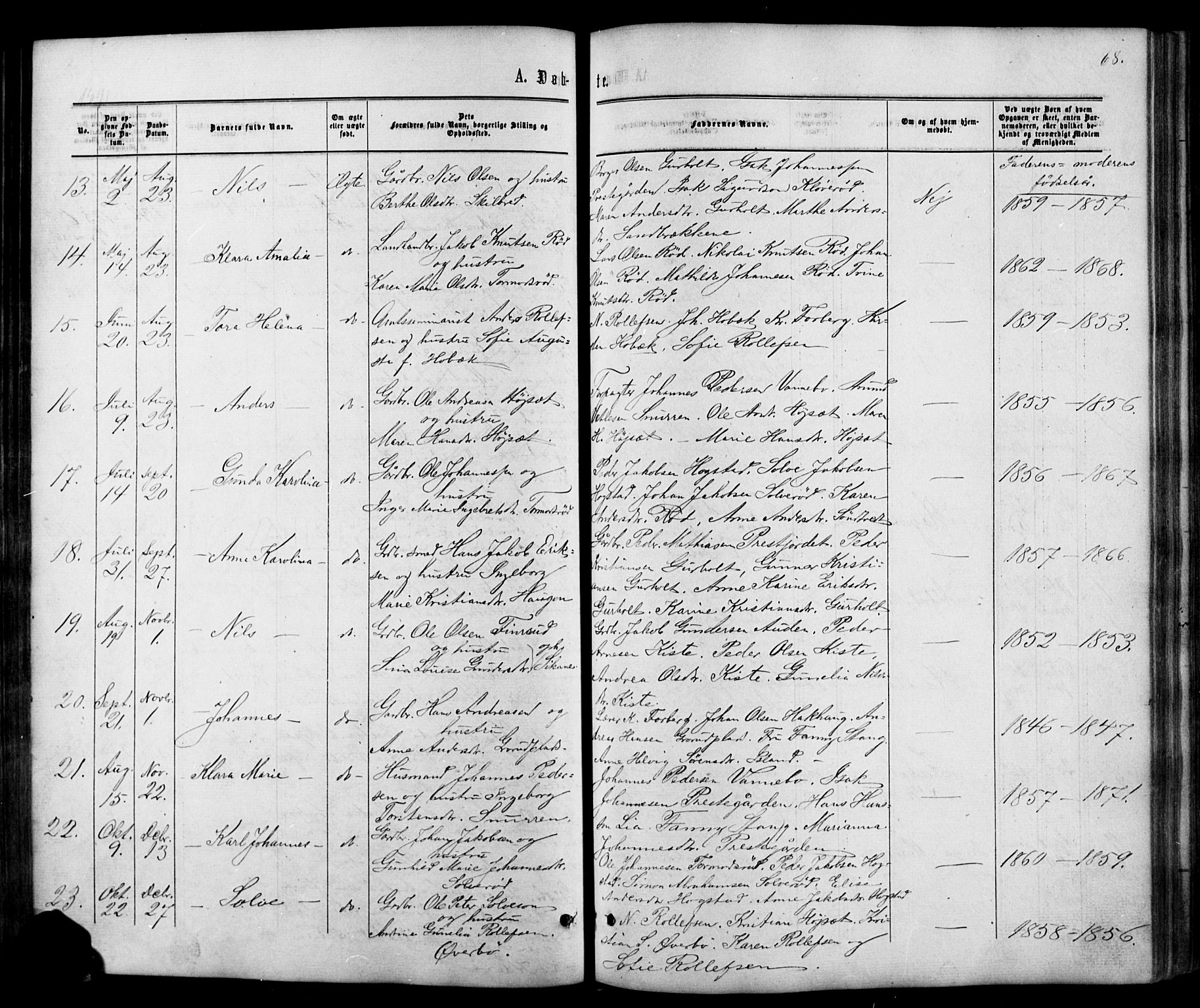 Siljan kirkebøker, SAKO/A-300/G/Ga/L0002: Parish register (copy) no. 2, 1864-1908, p. 68