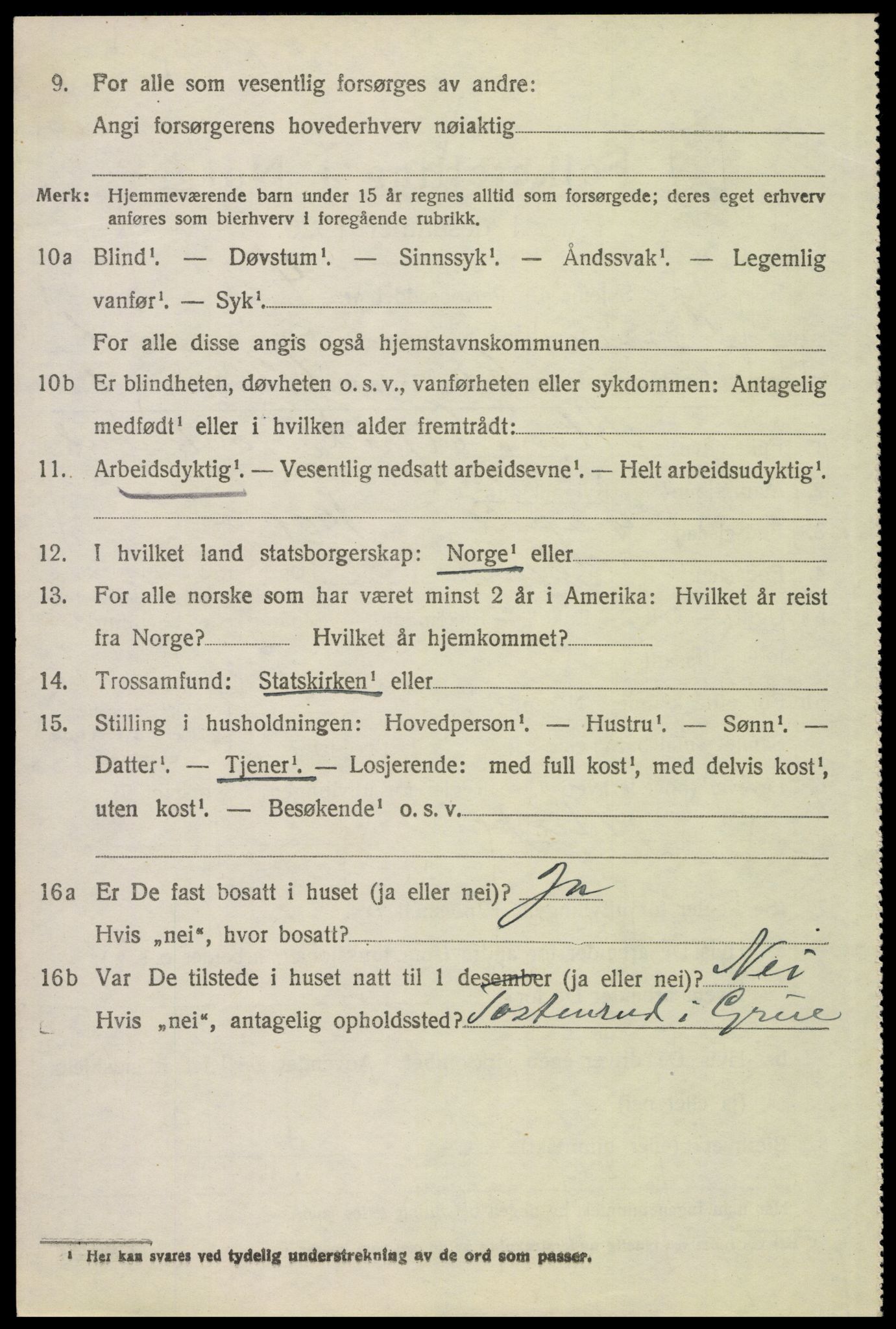 SAH, 1920 census for Grue, 1920, p. 3140