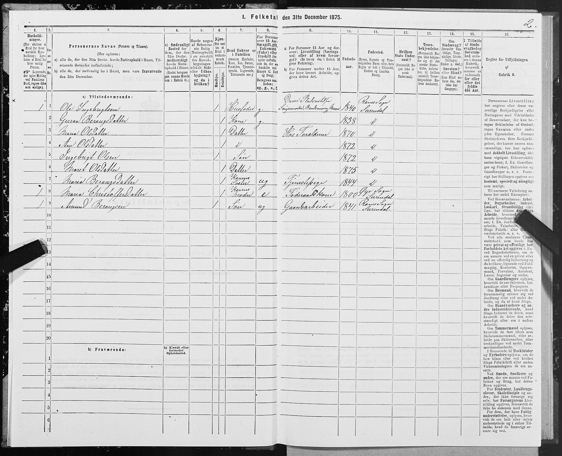 SAT, 1875 census for 1566P Surnadal, 1875, p. 3002