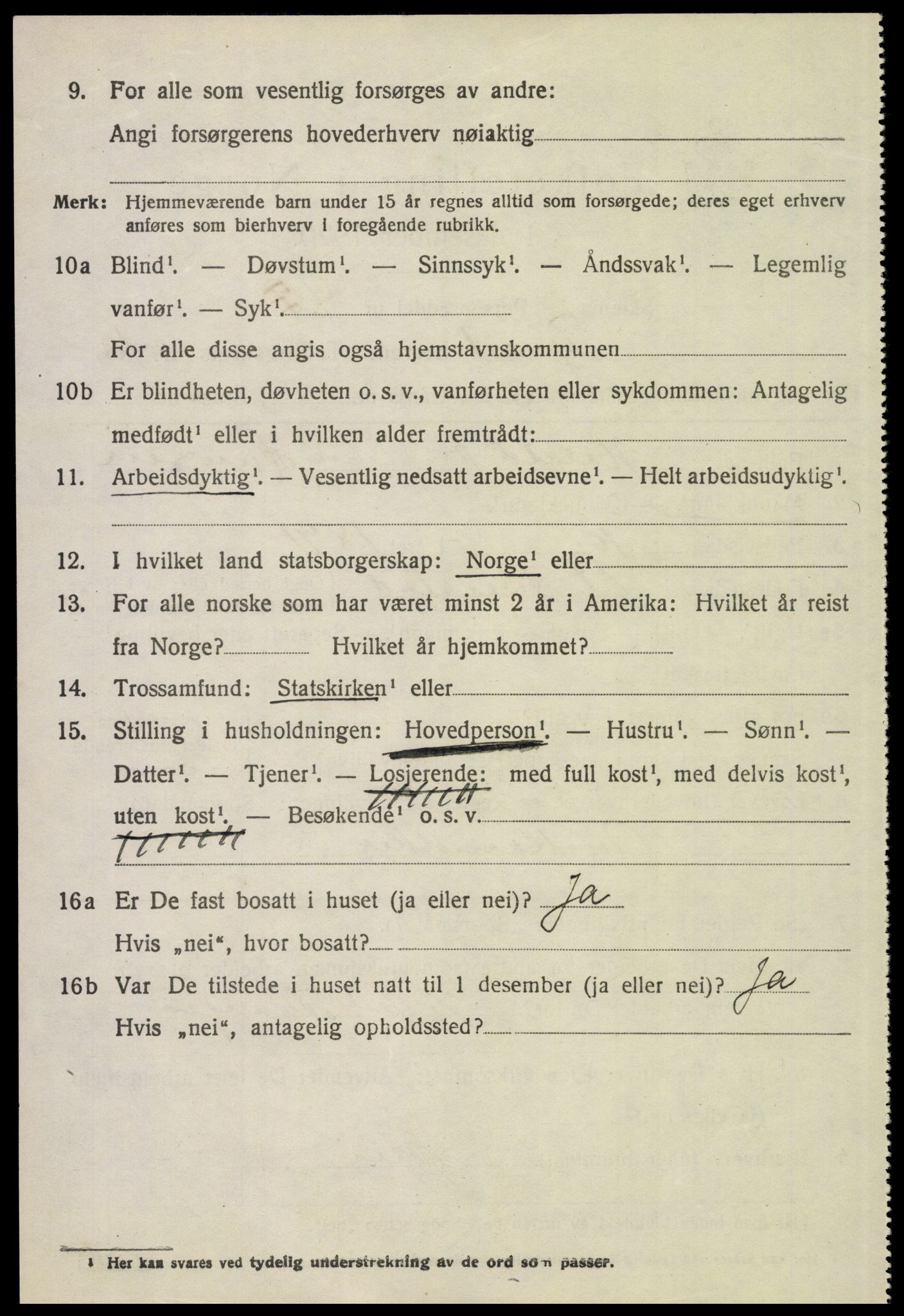 SAH, 1920 census for Tynset, 1920, p. 8595