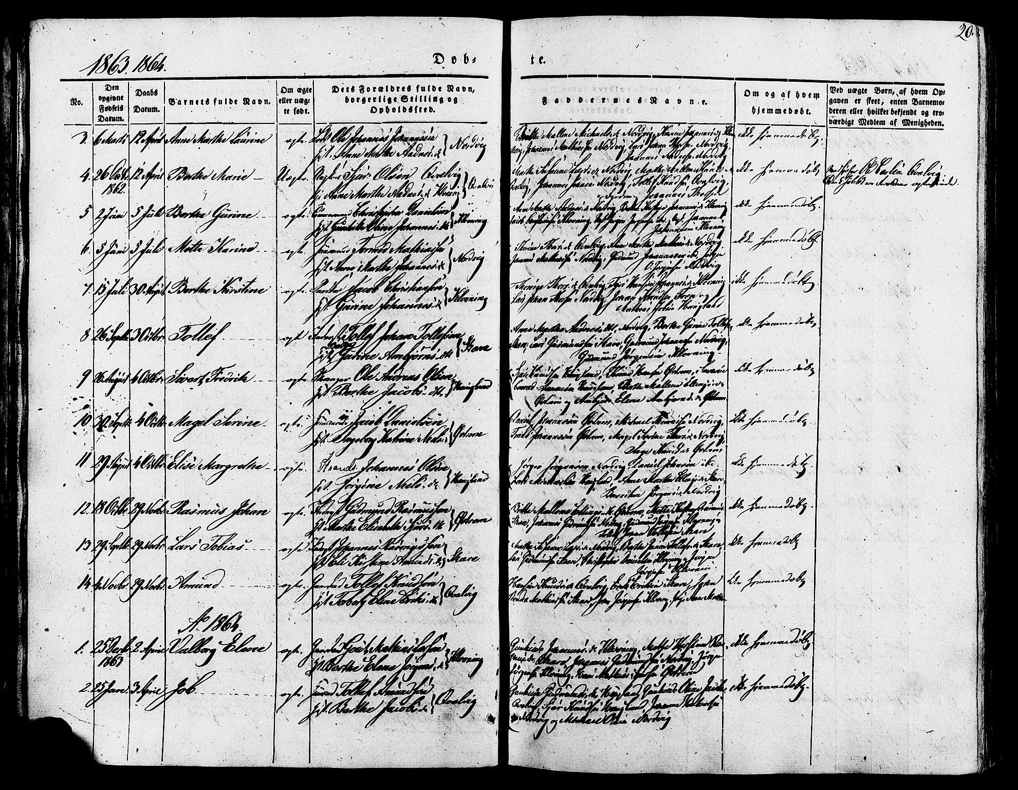 Torvastad sokneprestkontor, SAST/A -101857/H/Ha/Haa/L0007: Parish register (official) no. A 7, 1838-1882, p. 20