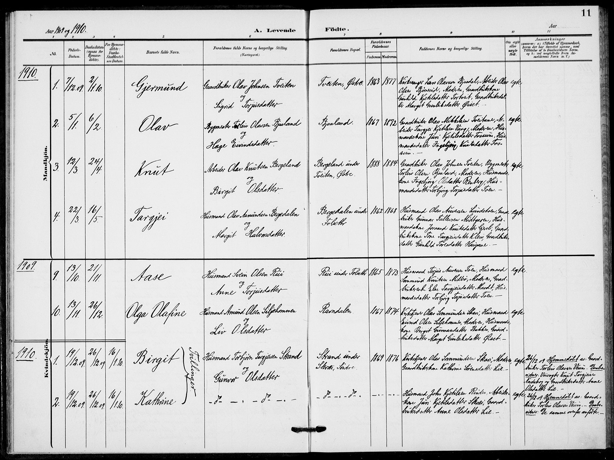 Fyresdal kirkebøker, SAKO/A-263/F/Fb/L0004: Parish register (official) no. II 4, 1903-1920, p. 11