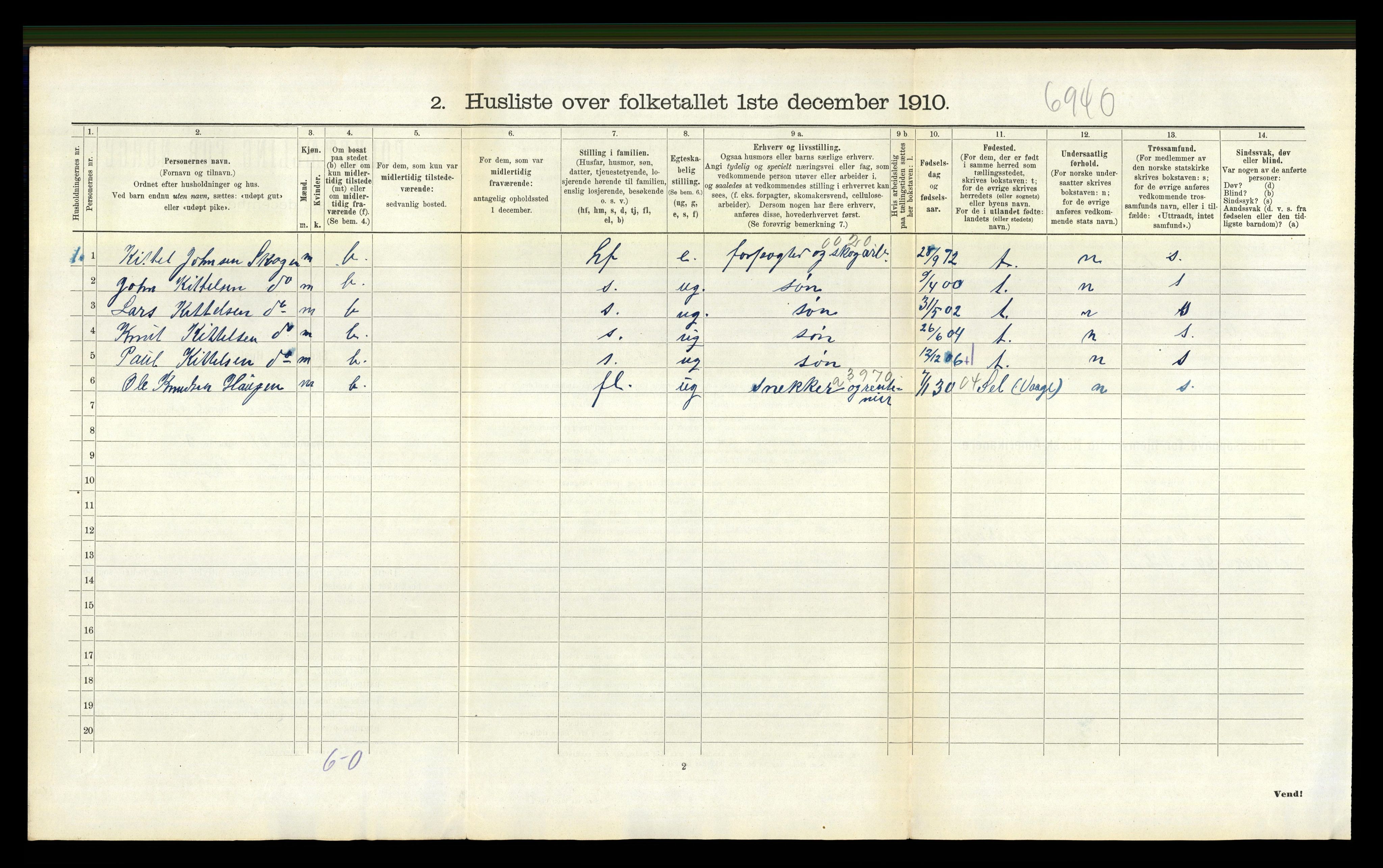 RA, 1910 census for Bamble, 1910, p. 1213