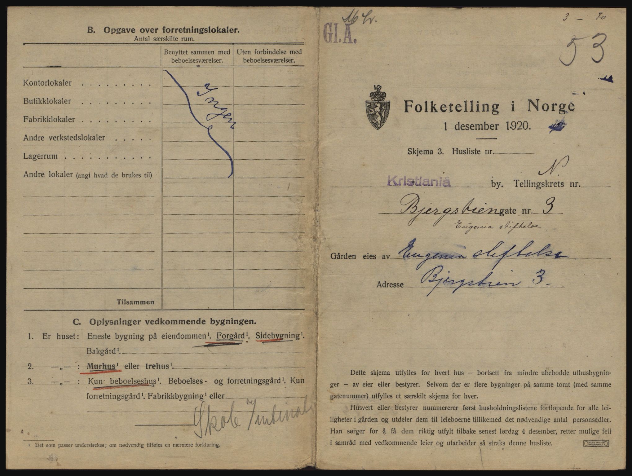 SAO, 1920 census for Kristiania, 1920, p. 4534