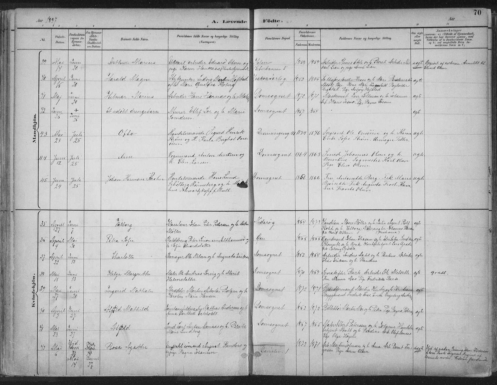 Ministerialprotokoller, klokkerbøker og fødselsregistre - Sør-Trøndelag, AV/SAT-A-1456/601/L0062: Parish register (official) no. 601A30, 1891-1911, p. 70