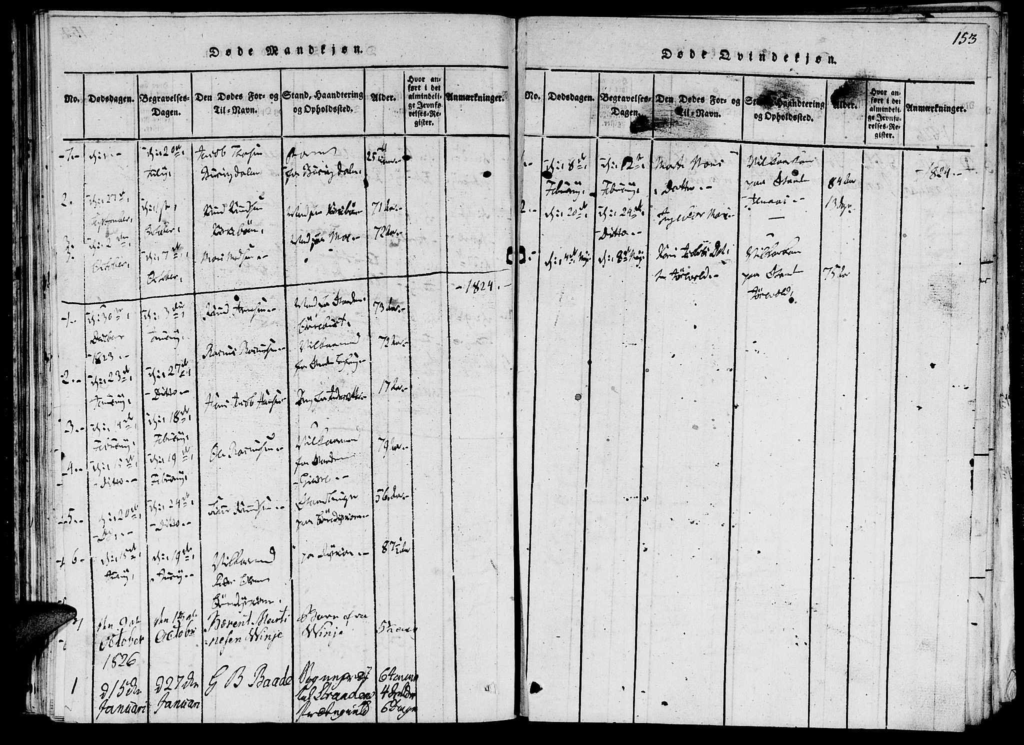 Ministerialprotokoller, klokkerbøker og fødselsregistre - Møre og Romsdal, AV/SAT-A-1454/520/L0273: Parish register (official) no. 520A03, 1817-1826, p. 153