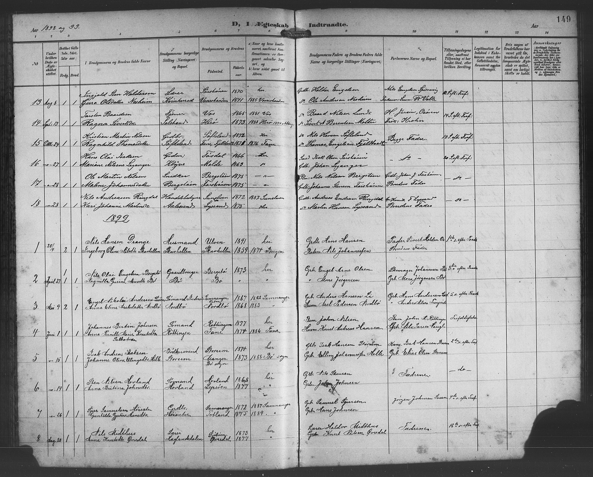 Os sokneprestembete, AV/SAB-A-99929: Parish register (copy) no. A 3, 1897-1913, p. 149