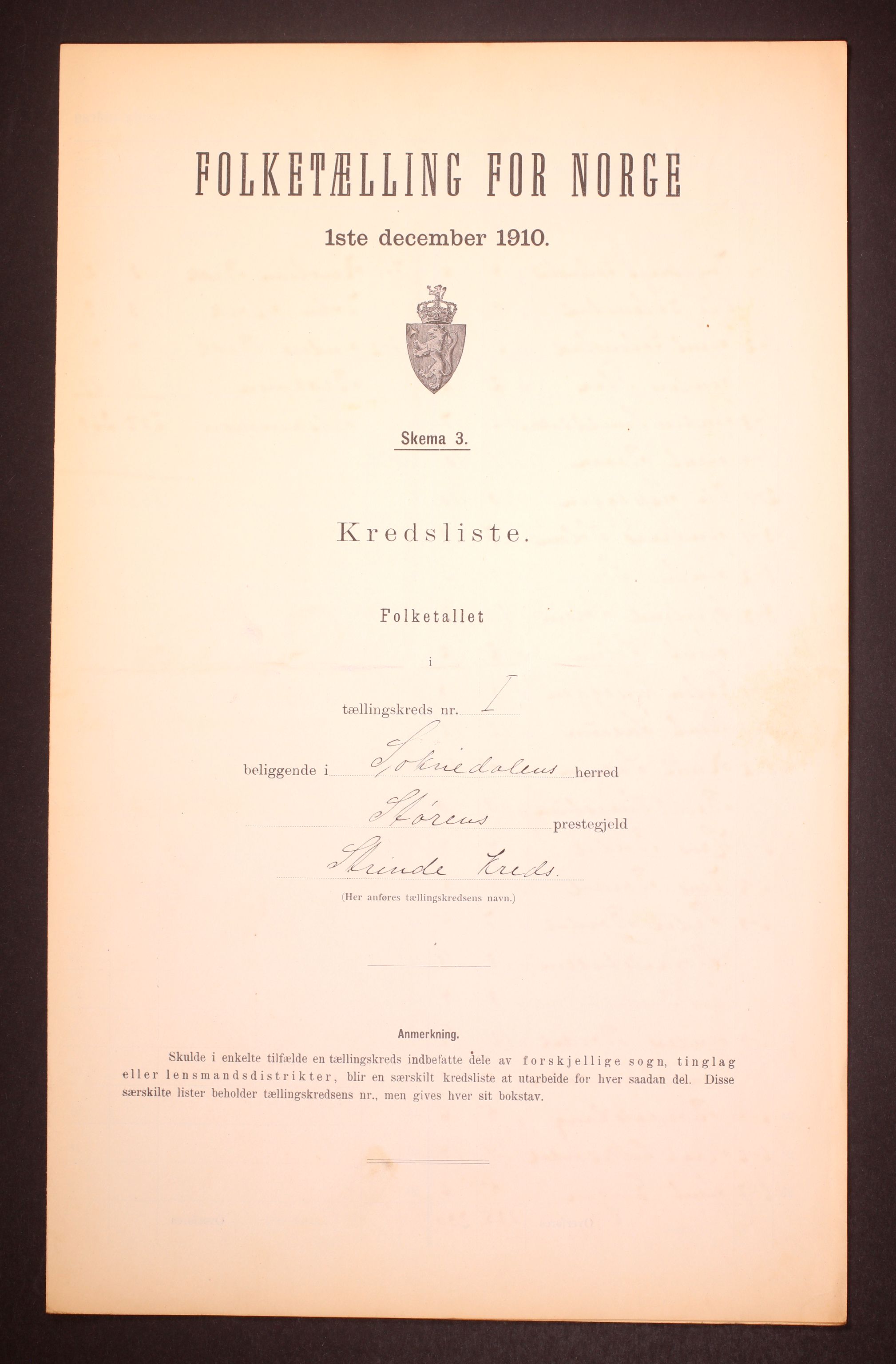 RA, 1910 census for Soknedal, 1910, p. 4