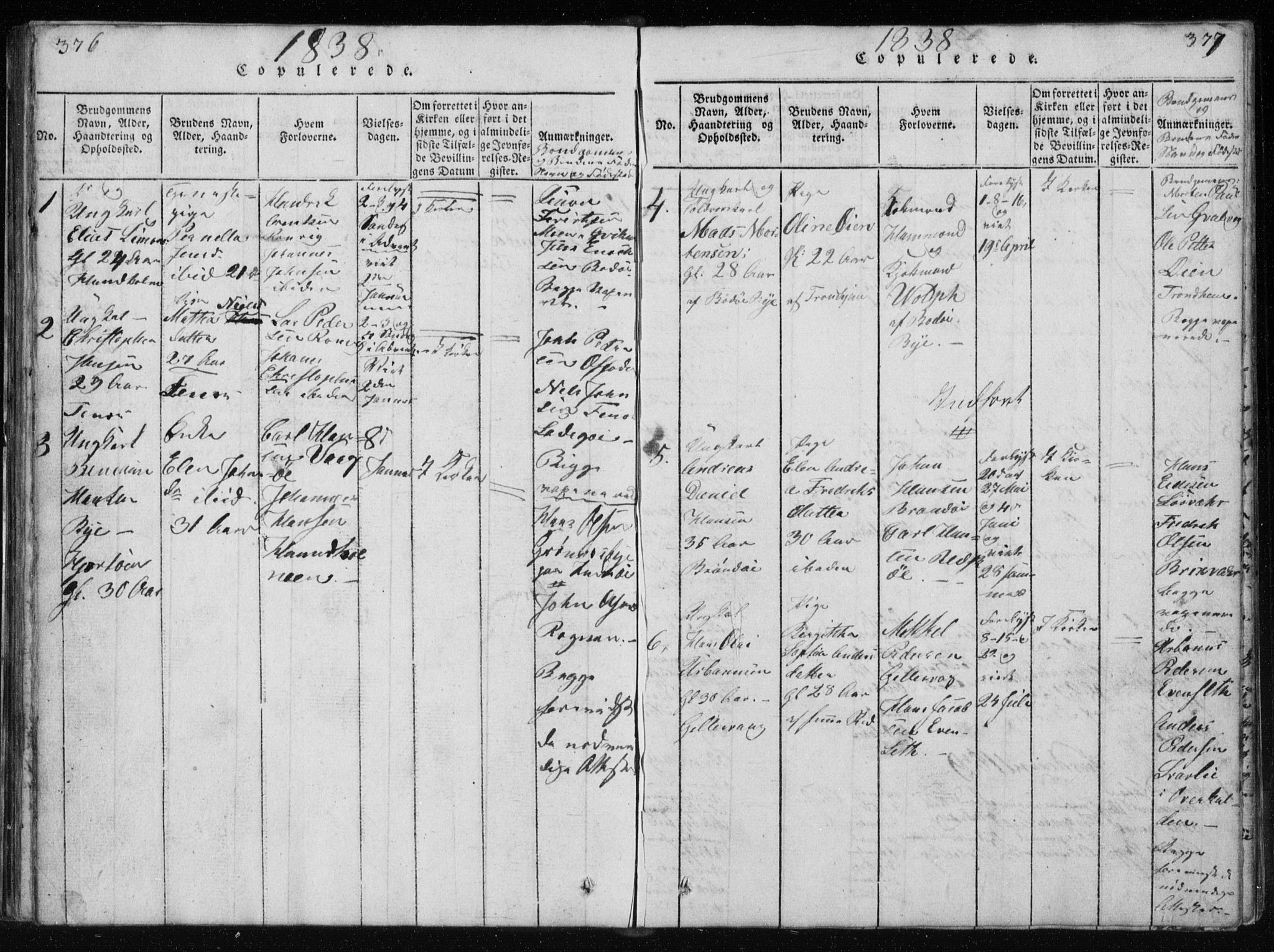 Ministerialprotokoller, klokkerbøker og fødselsregistre - Nordland, SAT/A-1459/801/L0027: Parish register (copy) no. 801C02, 1835-1845, p. 376-377
