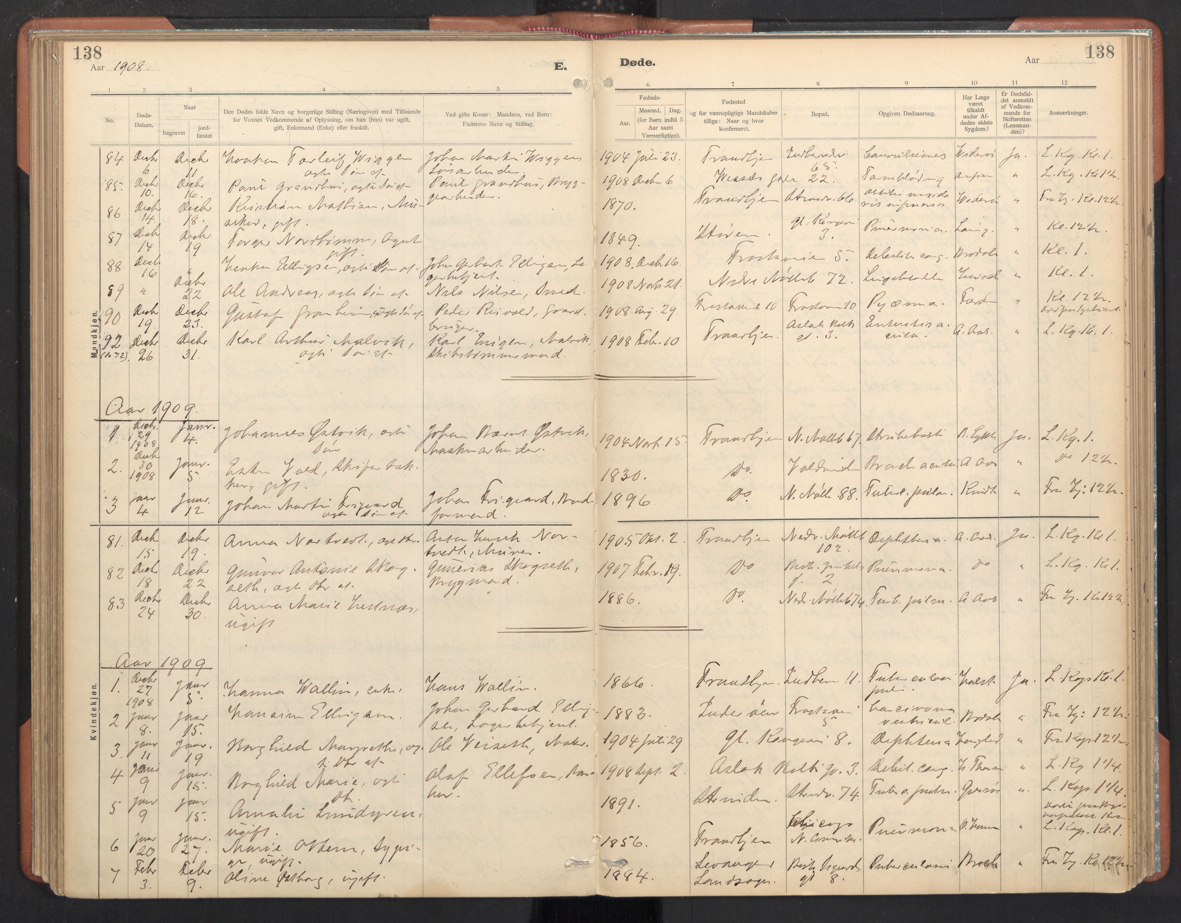 Ministerialprotokoller, klokkerbøker og fødselsregistre - Sør-Trøndelag, SAT/A-1456/605/L0244: Parish register (official) no. 605A06, 1908-1954, p. 138