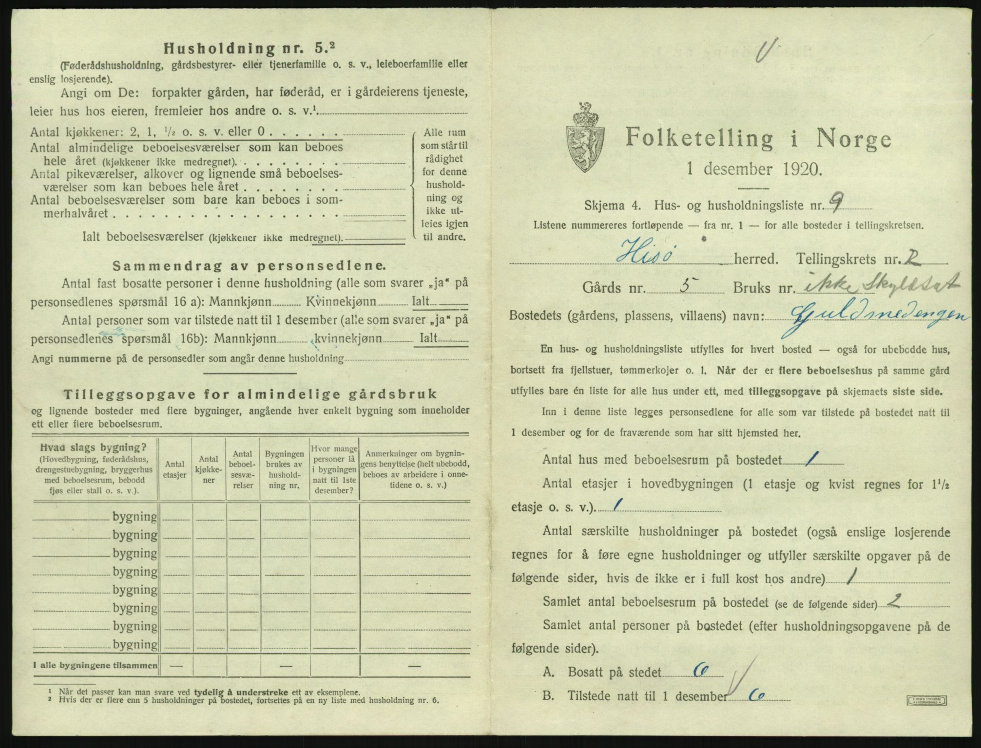 SAK, 1920 census for Hisøy, 1920, p. 372